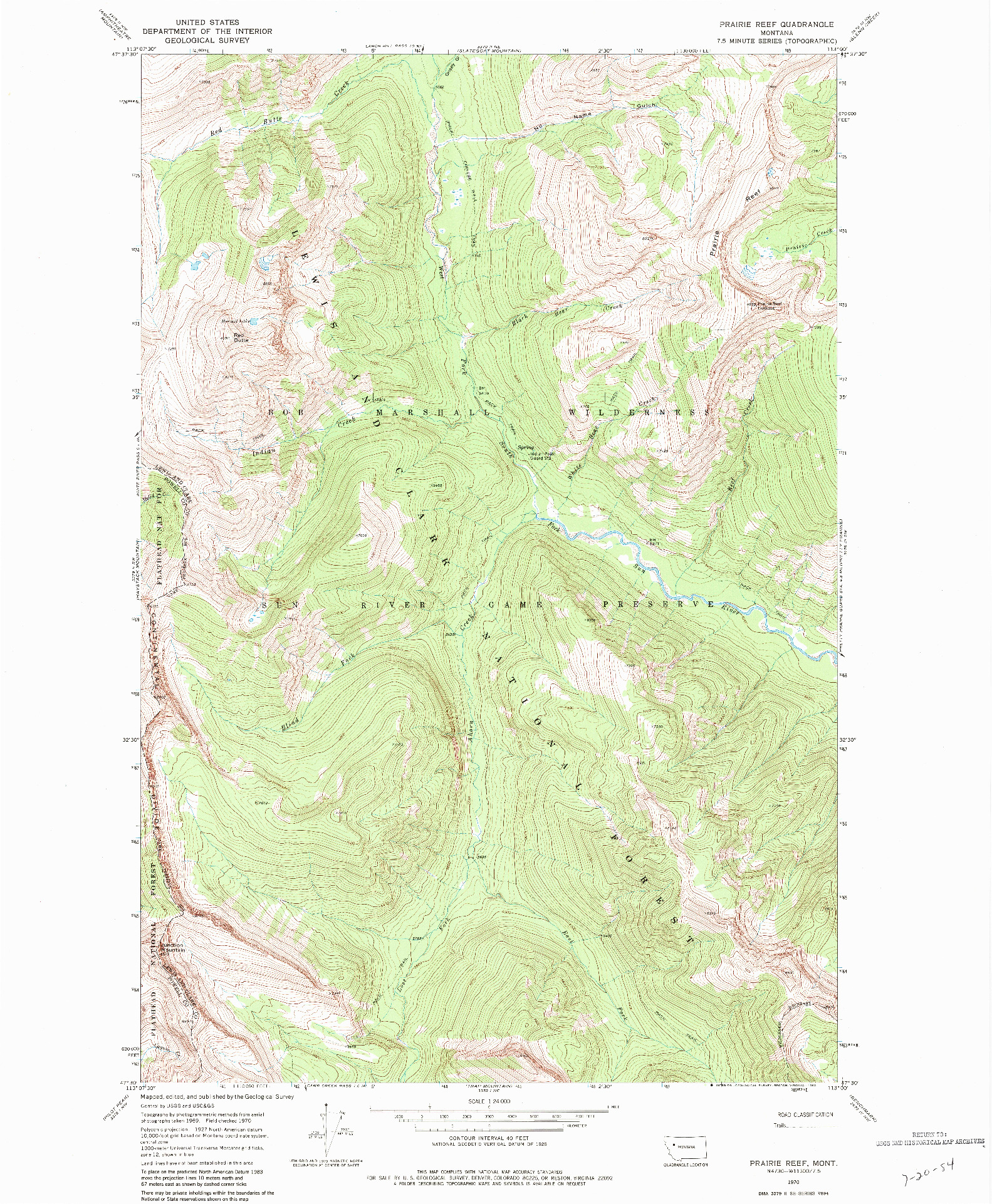USGS 1:24000-SCALE QUADRANGLE FOR PRAIRIE REEF, MT 1970