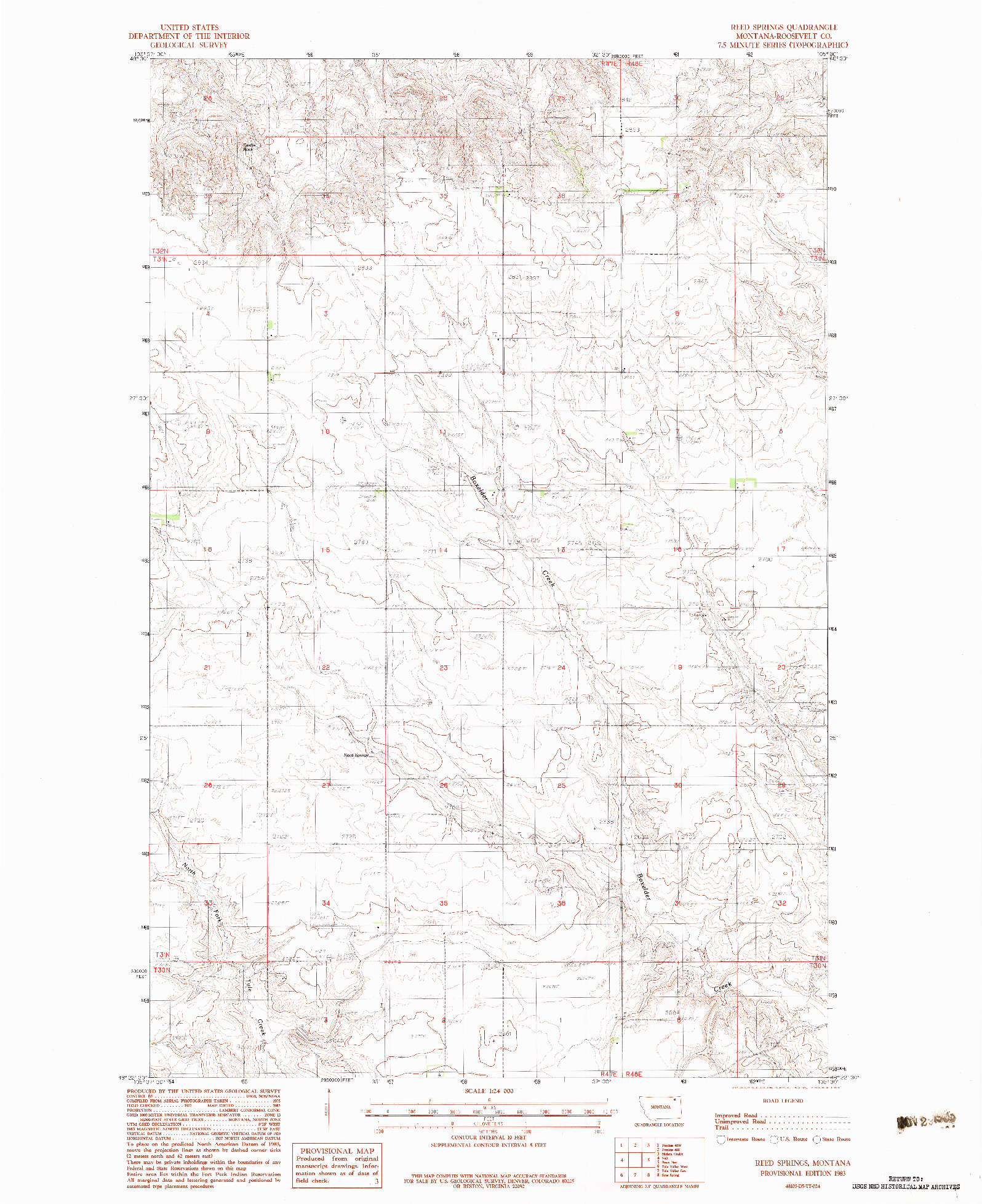 USGS 1:24000-SCALE QUADRANGLE FOR REED SPRINGS, MT 1983