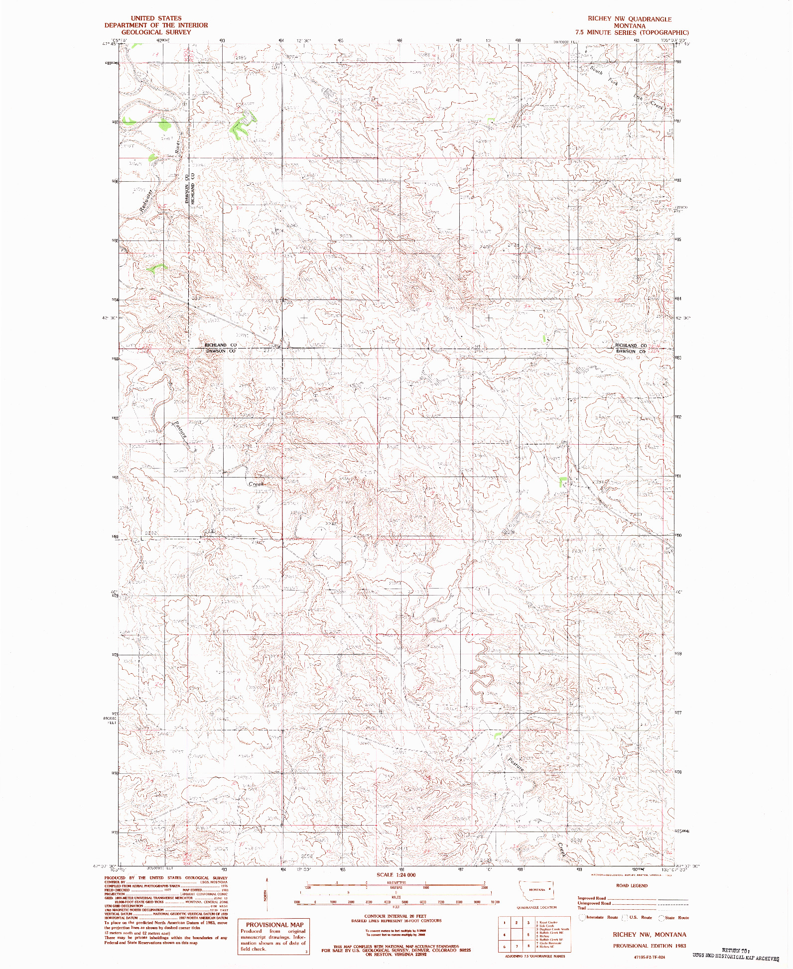 USGS 1:24000-SCALE QUADRANGLE FOR RICHEY NW, MT 1983