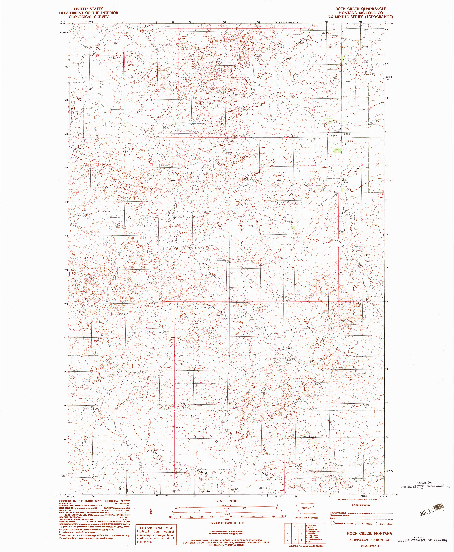 USGS 1:24000-SCALE QUADRANGLE FOR ROCK CREEK, MT 1983