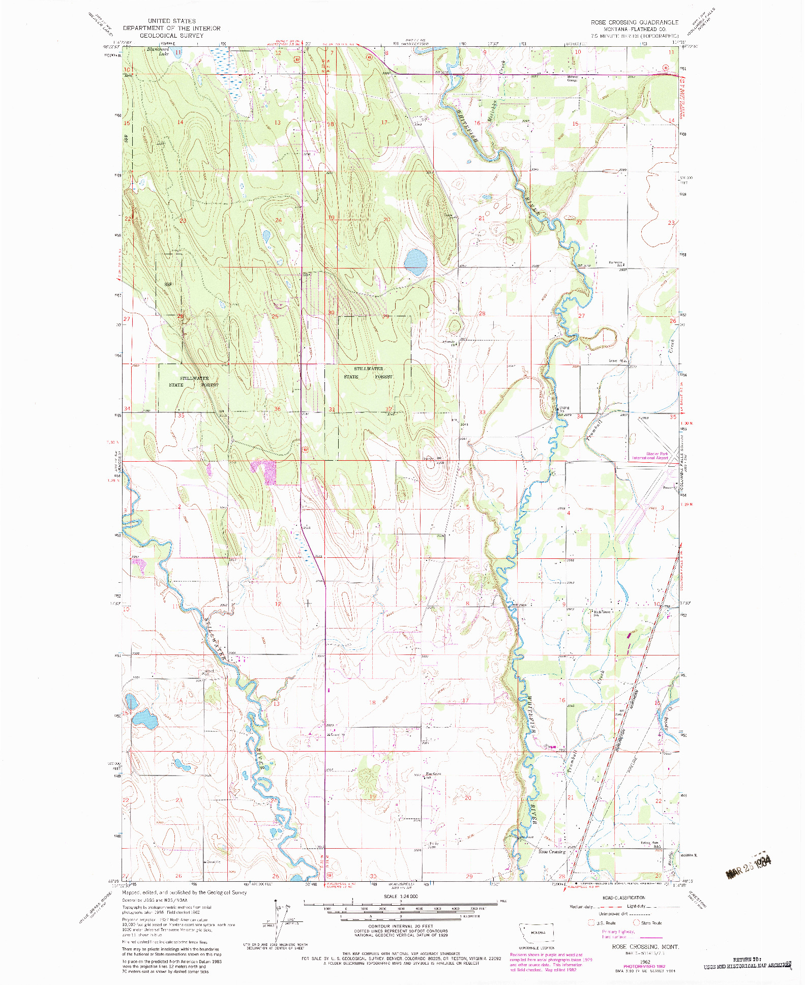 USGS 1:24000-SCALE QUADRANGLE FOR ROSE CROSSING, MT 1982