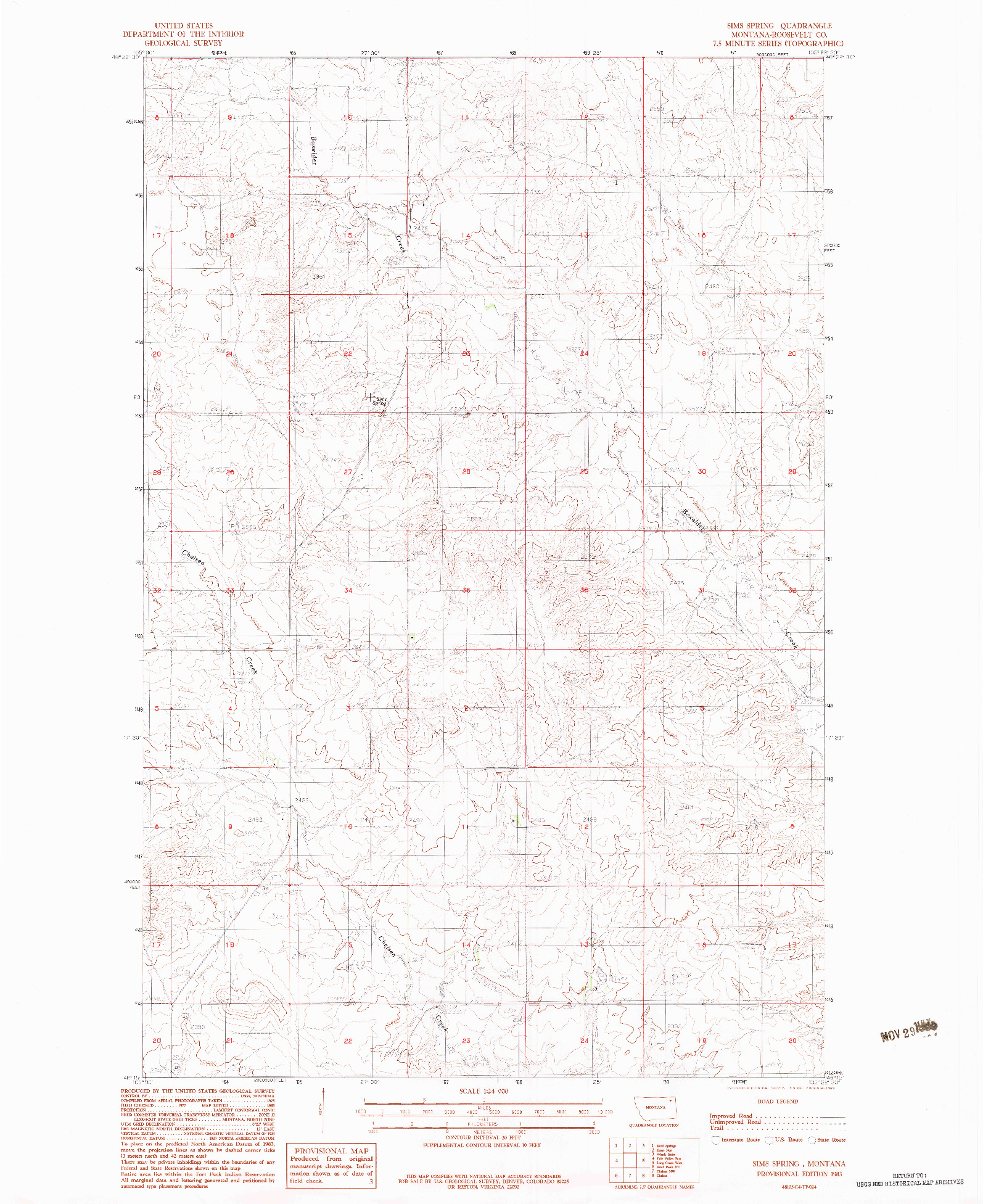 USGS 1:24000-SCALE QUADRANGLE FOR SIMS SPRING, MT 1983