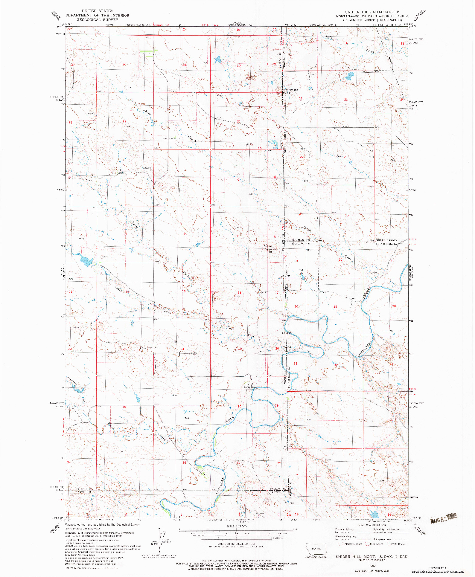 USGS 1:24000-SCALE QUADRANGLE FOR SNIDER HILL, MT 1980