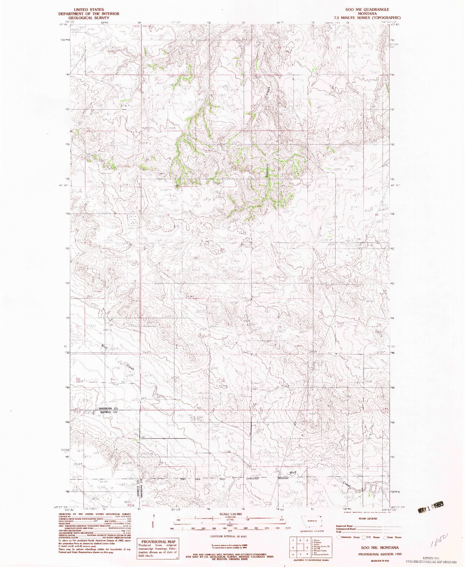USGS 1:24000-SCALE QUADRANGLE FOR SOO NW, MT 1983