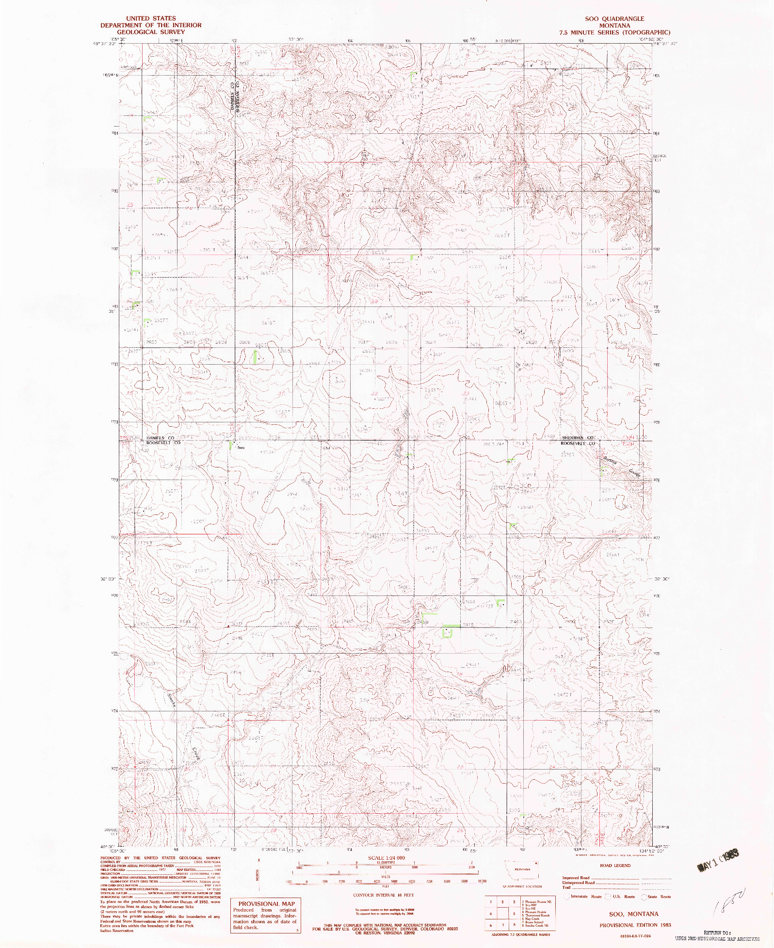 USGS 1:24000-SCALE QUADRANGLE FOR SOO, MT 1983