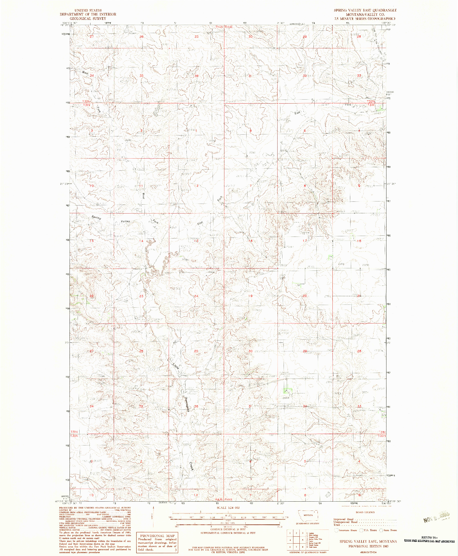 USGS 1:24000-SCALE QUADRANGLE FOR SPRING VALLEY EAST, MT 1983