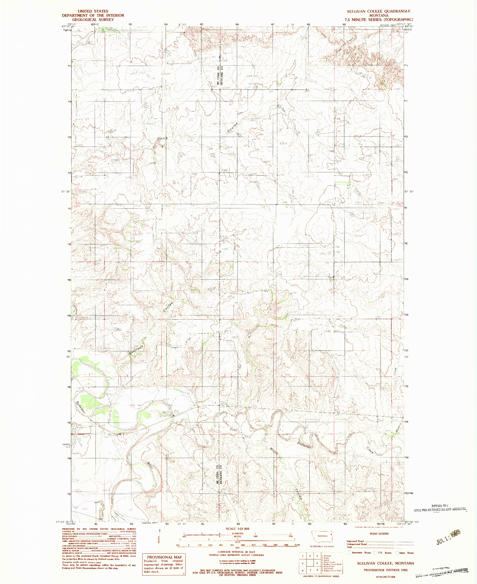 USGS 1:24000-SCALE QUADRANGLE FOR SULLIVAN COULEE, MT 1983