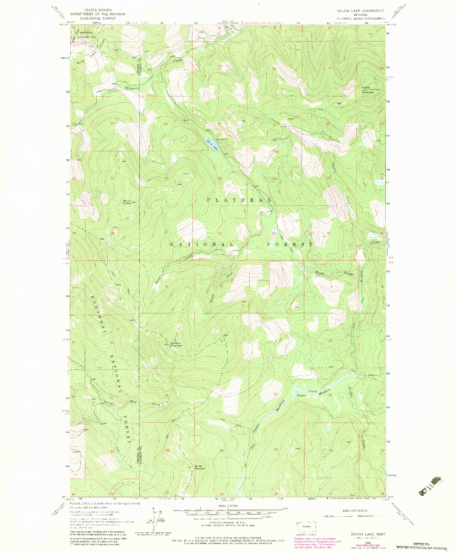 USGS 1:24000-SCALE QUADRANGLE FOR SYLVIA LAKE, MT 1963