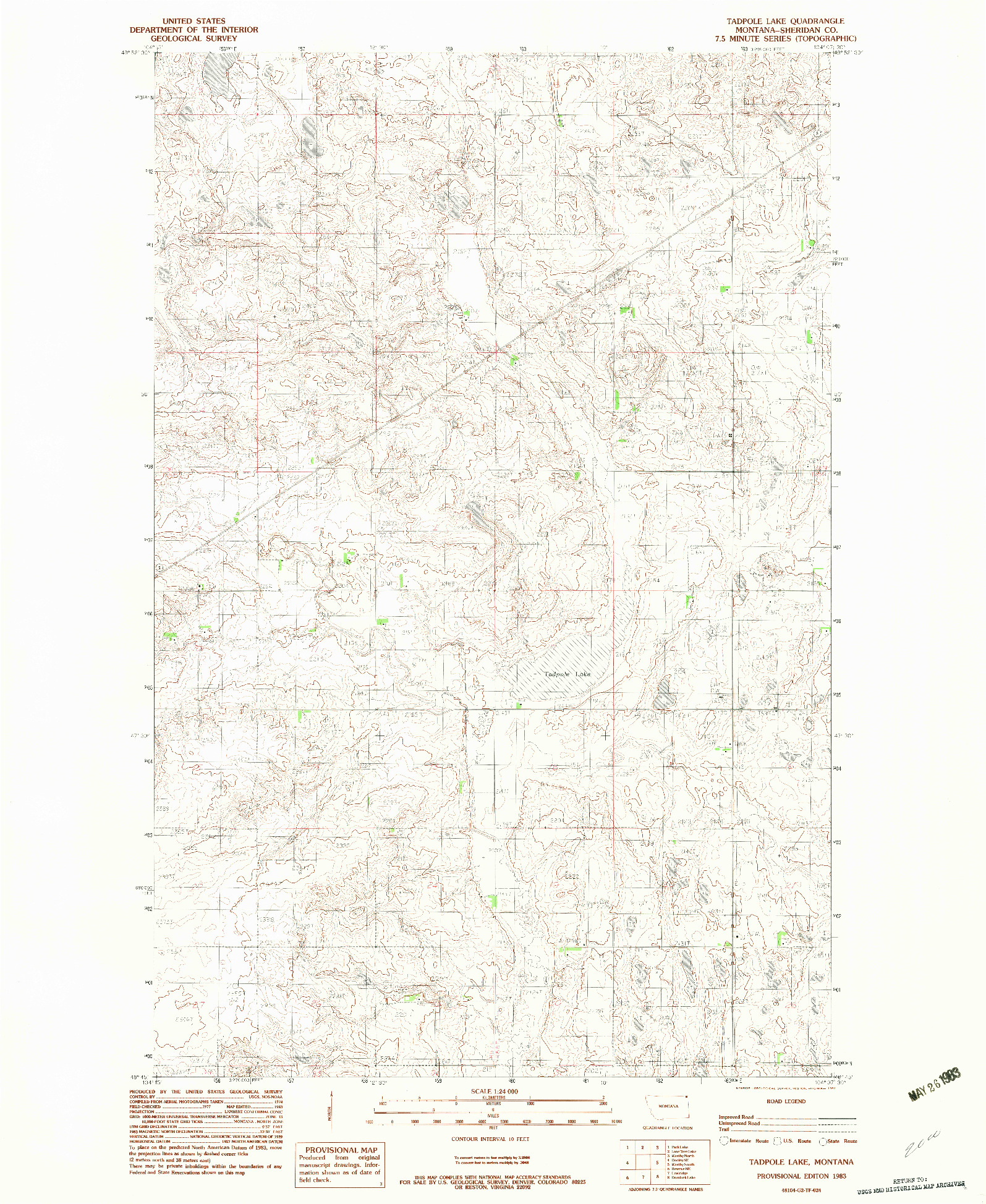 USGS 1:24000-SCALE QUADRANGLE FOR TADPOLE LAKE, MT 1983
