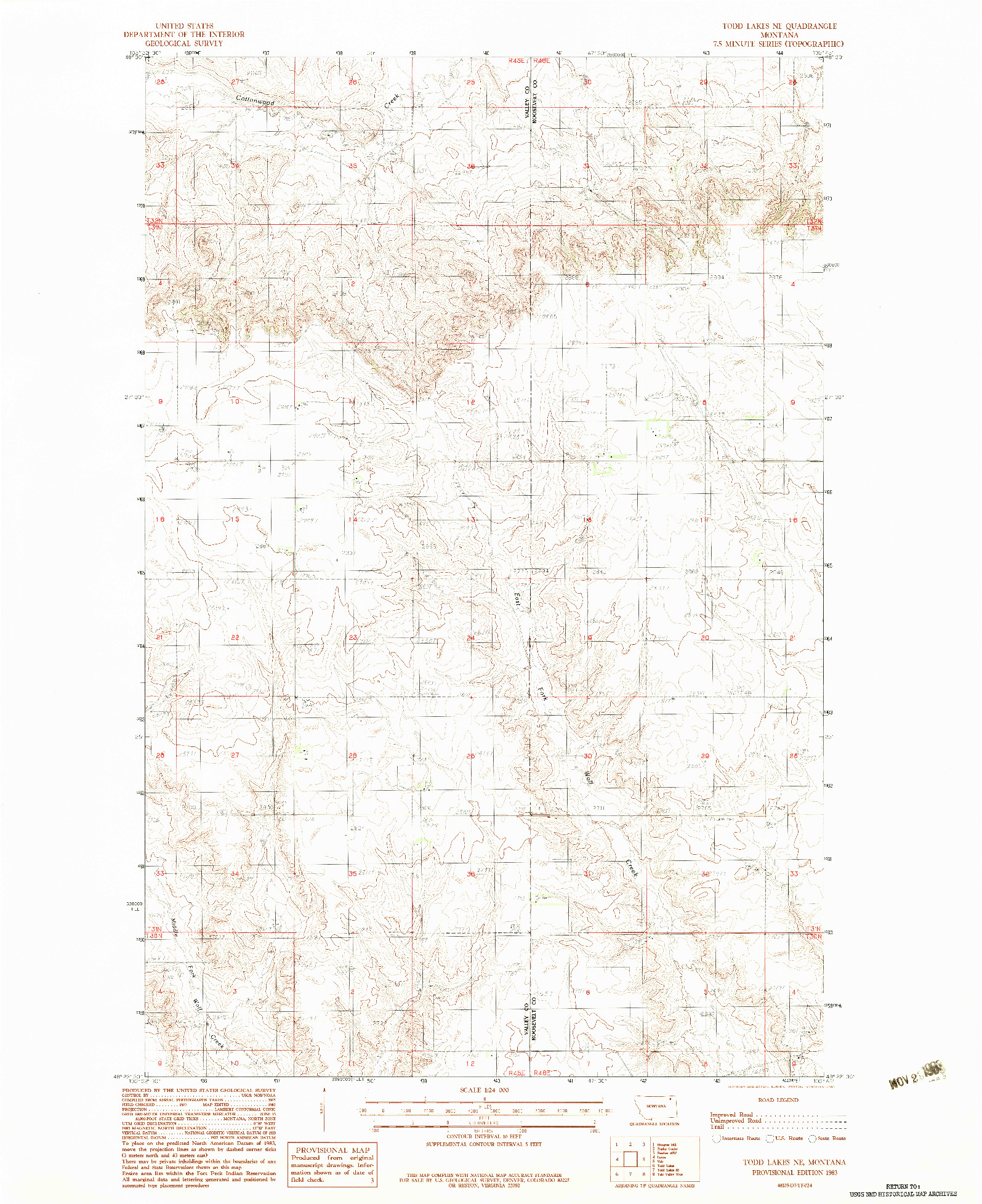USGS 1:24000-SCALE QUADRANGLE FOR TODD LAKES NE, MT 1983
