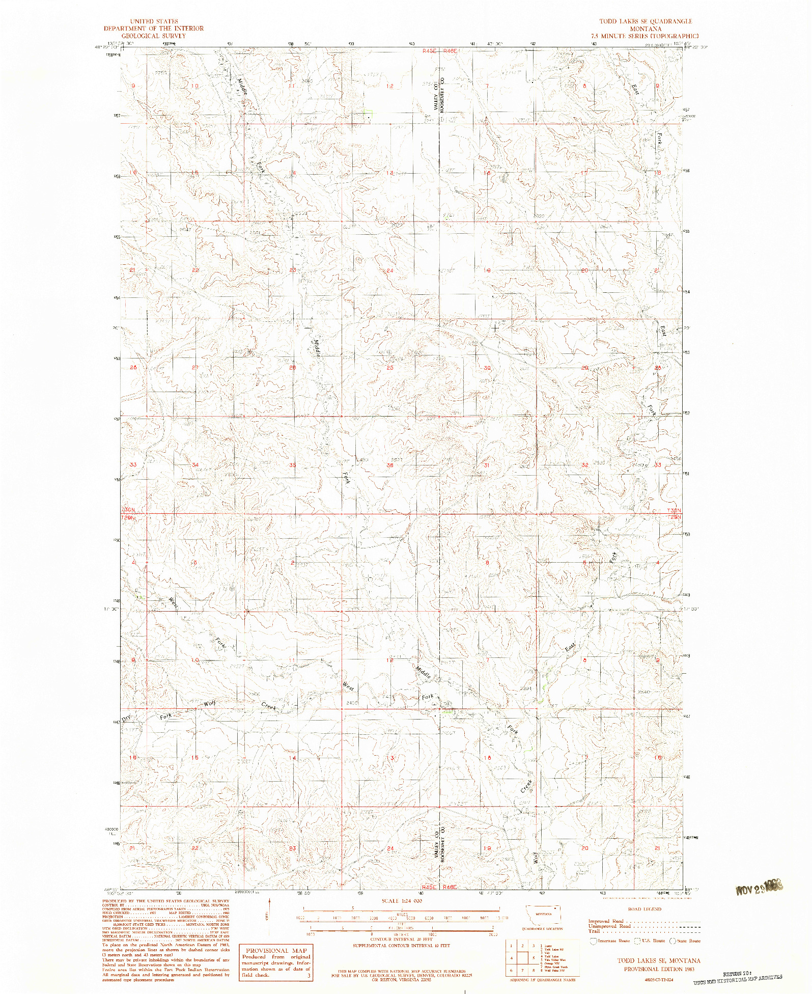USGS 1:24000-SCALE QUADRANGLE FOR TODD LAKES SE, MT 1983