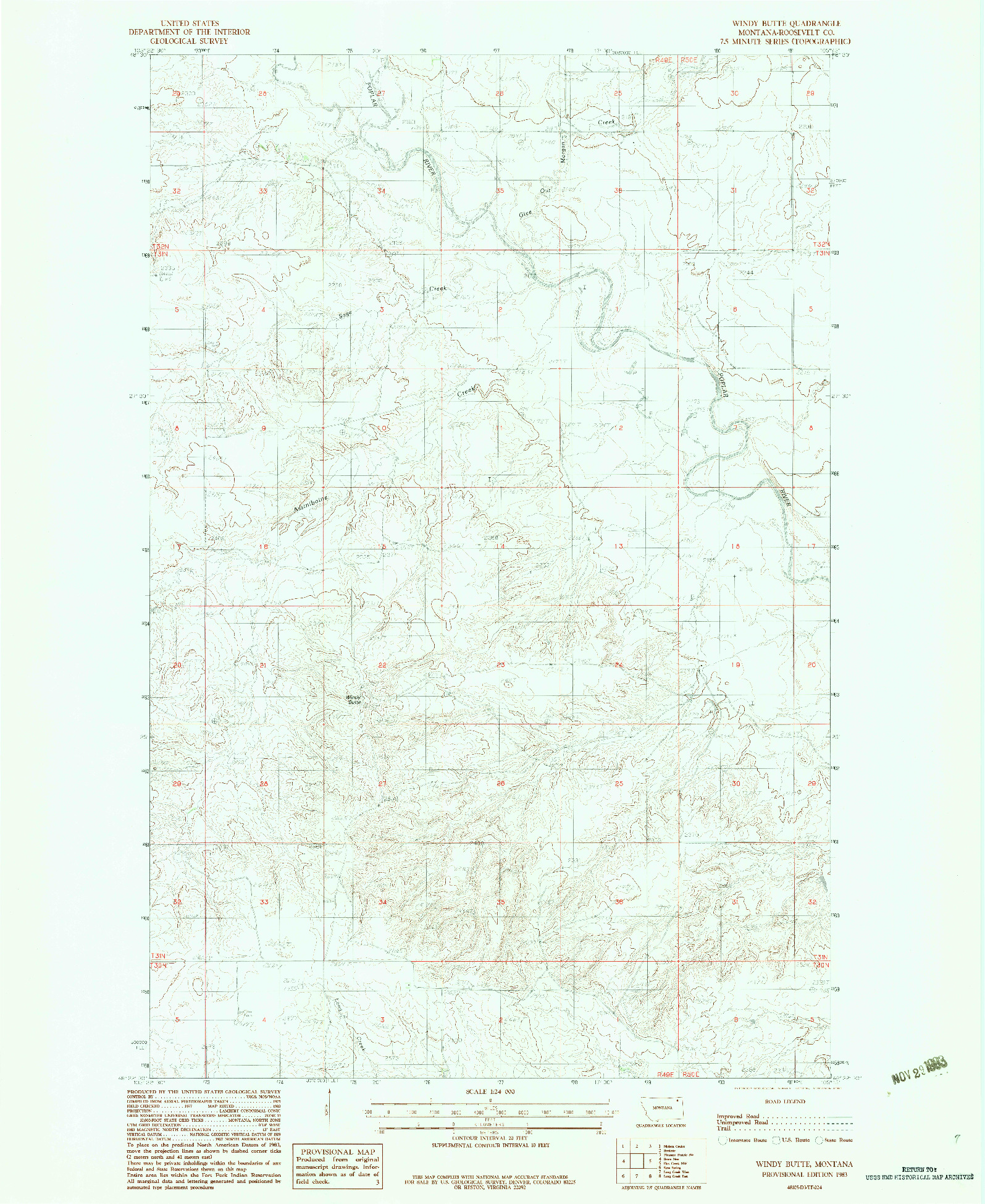 USGS 1:24000-SCALE QUADRANGLE FOR WINDY BUTTE, MT 1983