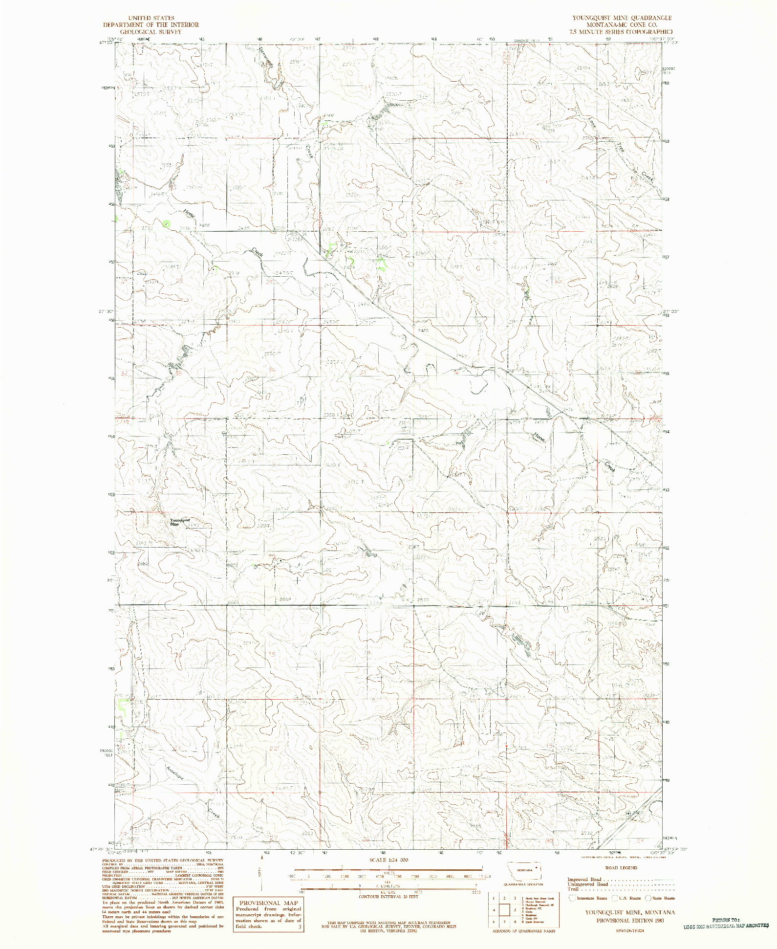 USGS 1:24000-SCALE QUADRANGLE FOR YOUNGQUIST MINE, MT 1983