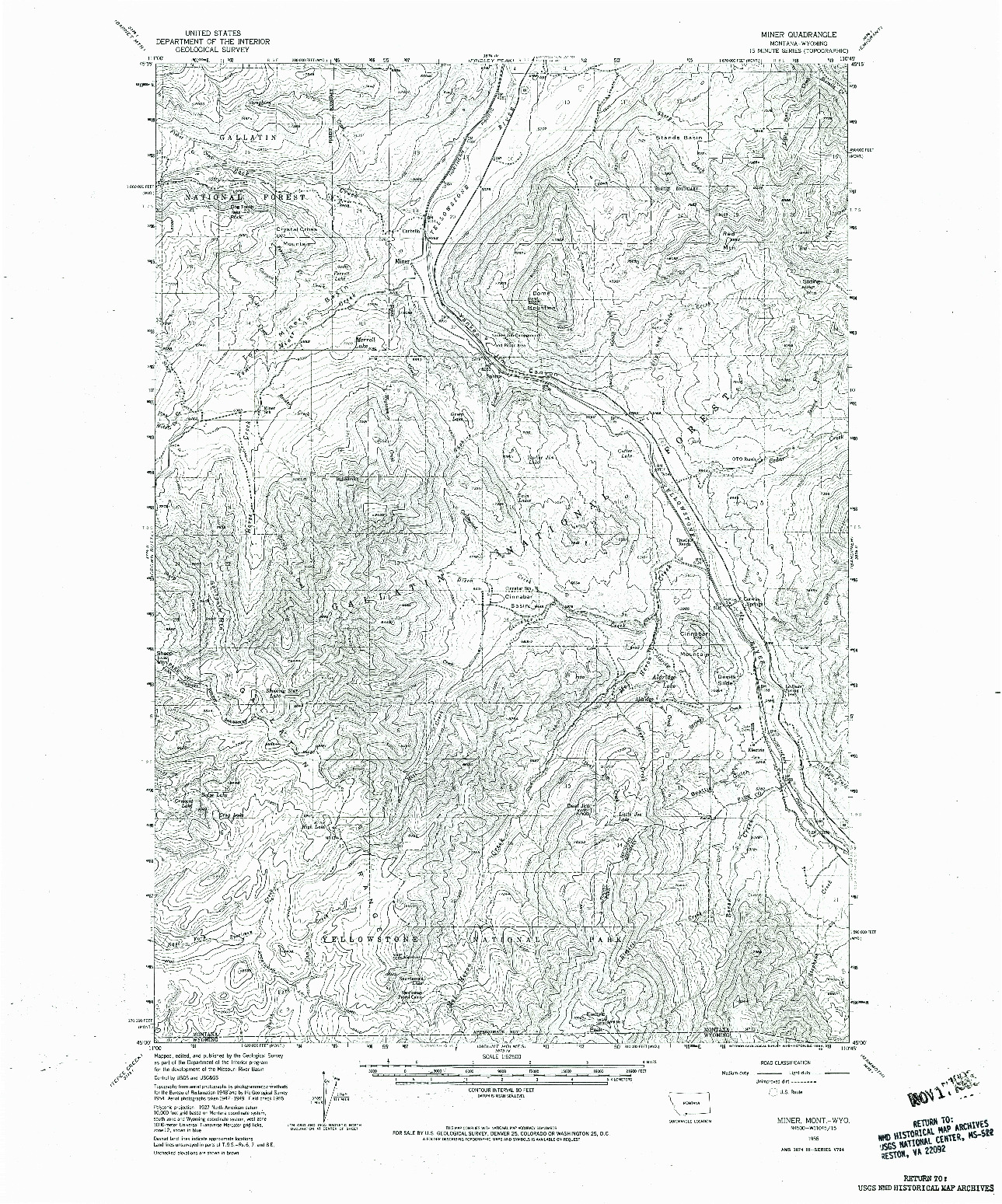 USGS 1:62500-SCALE QUADRANGLE FOR MINER, MT 1955