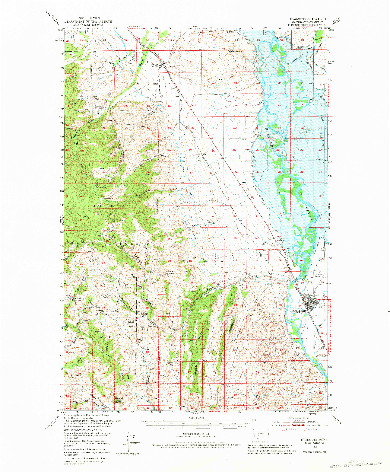 USGS 1:62500-SCALE QUADRANGLE FOR TOWNSEND, MT 1950