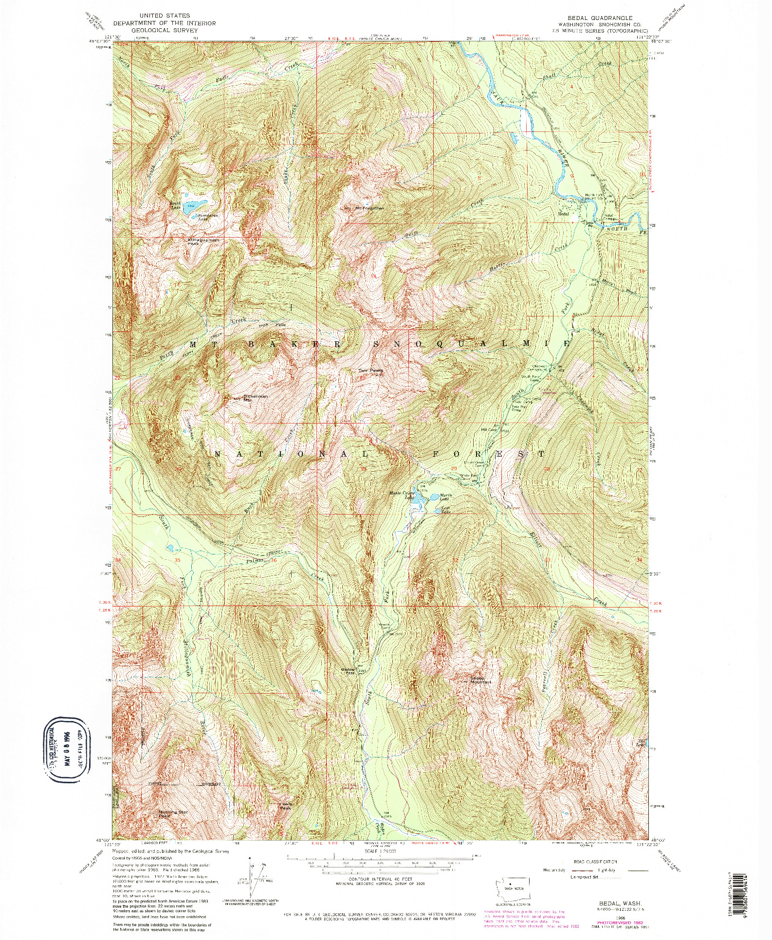 USGS 1:24000-SCALE QUADRANGLE FOR BEDAL, WA 1966