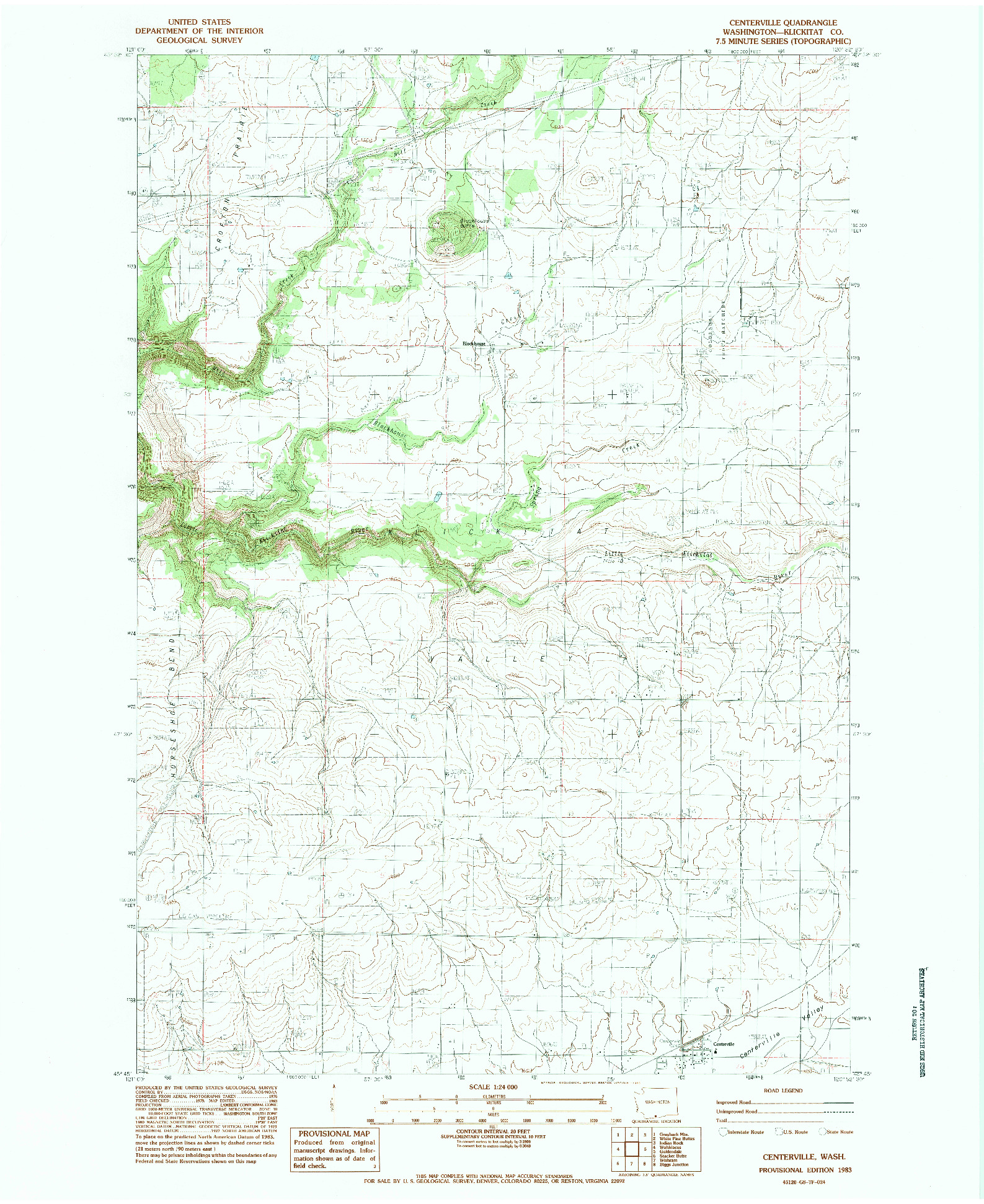 USGS 1:24000-SCALE QUADRANGLE FOR CENTERVILLE, WA 1983