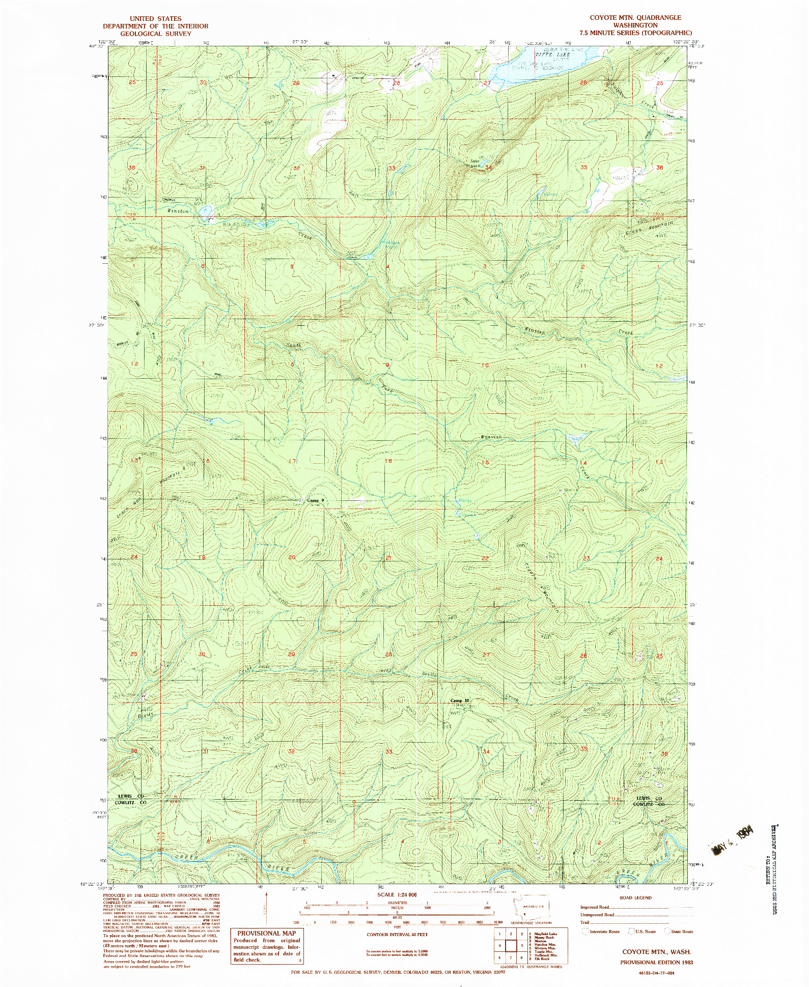 USGS 1:24000-SCALE QUADRANGLE FOR COYOTE MTN, WA 1983