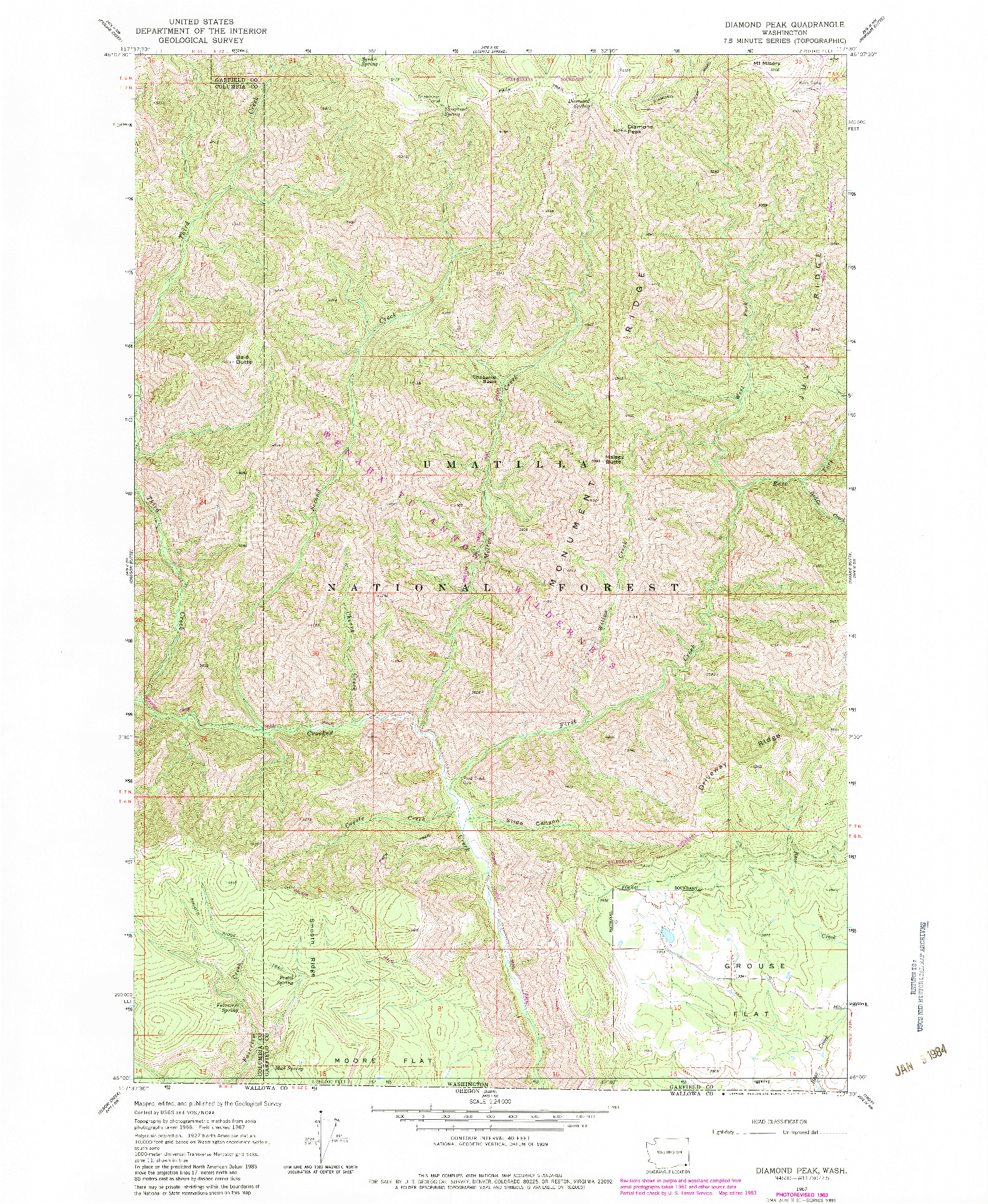 USGS 1:24000-SCALE QUADRANGLE FOR DIAMOND PEAK, WA 1967