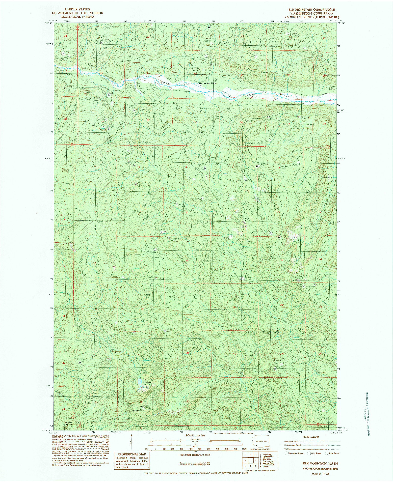 USGS 1:24000-SCALE QUADRANGLE FOR ELK MOUNTAIN, WA 1983