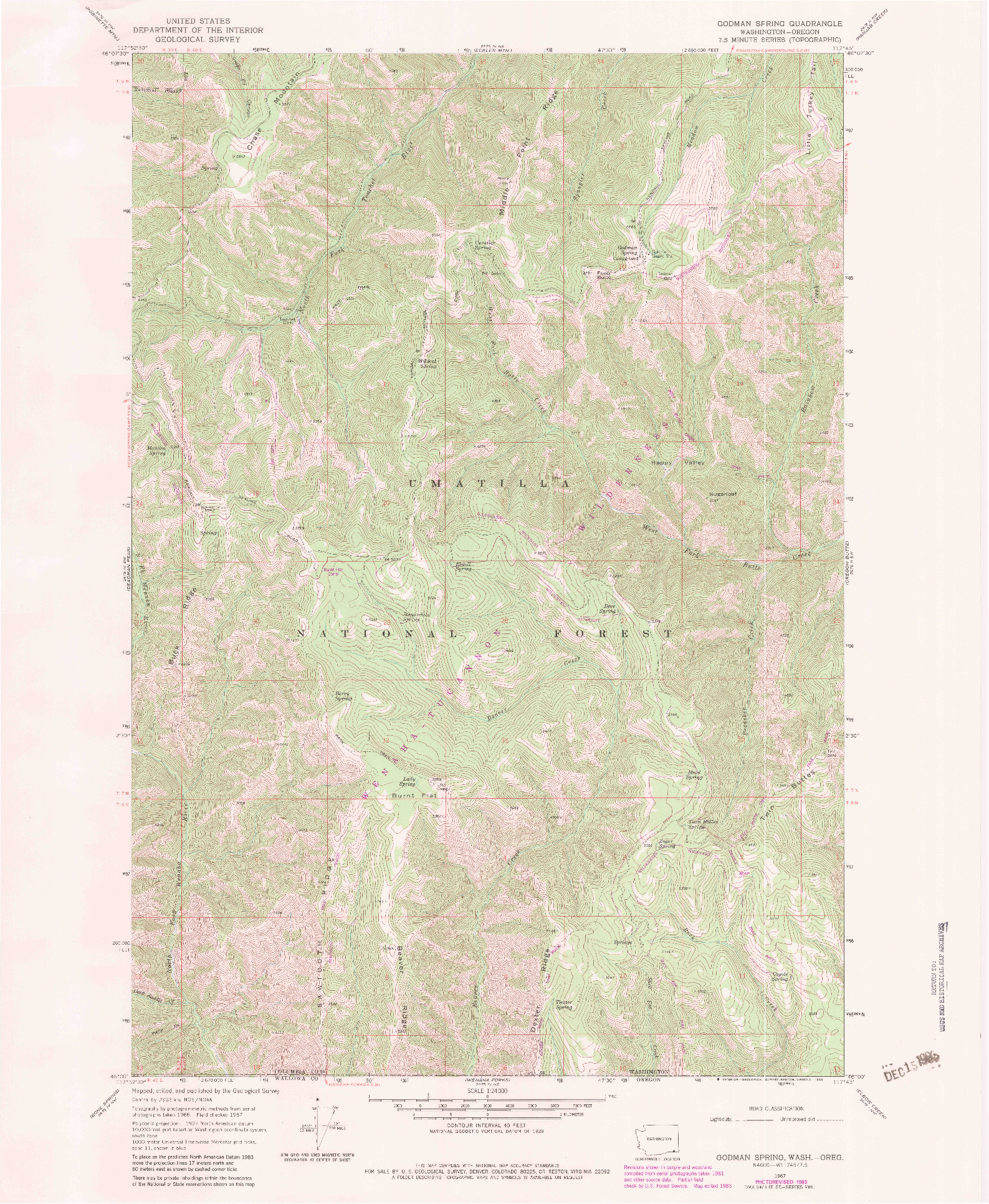 USGS 1:24000-SCALE QUADRANGLE FOR GODMAN SPRING, WA 1967