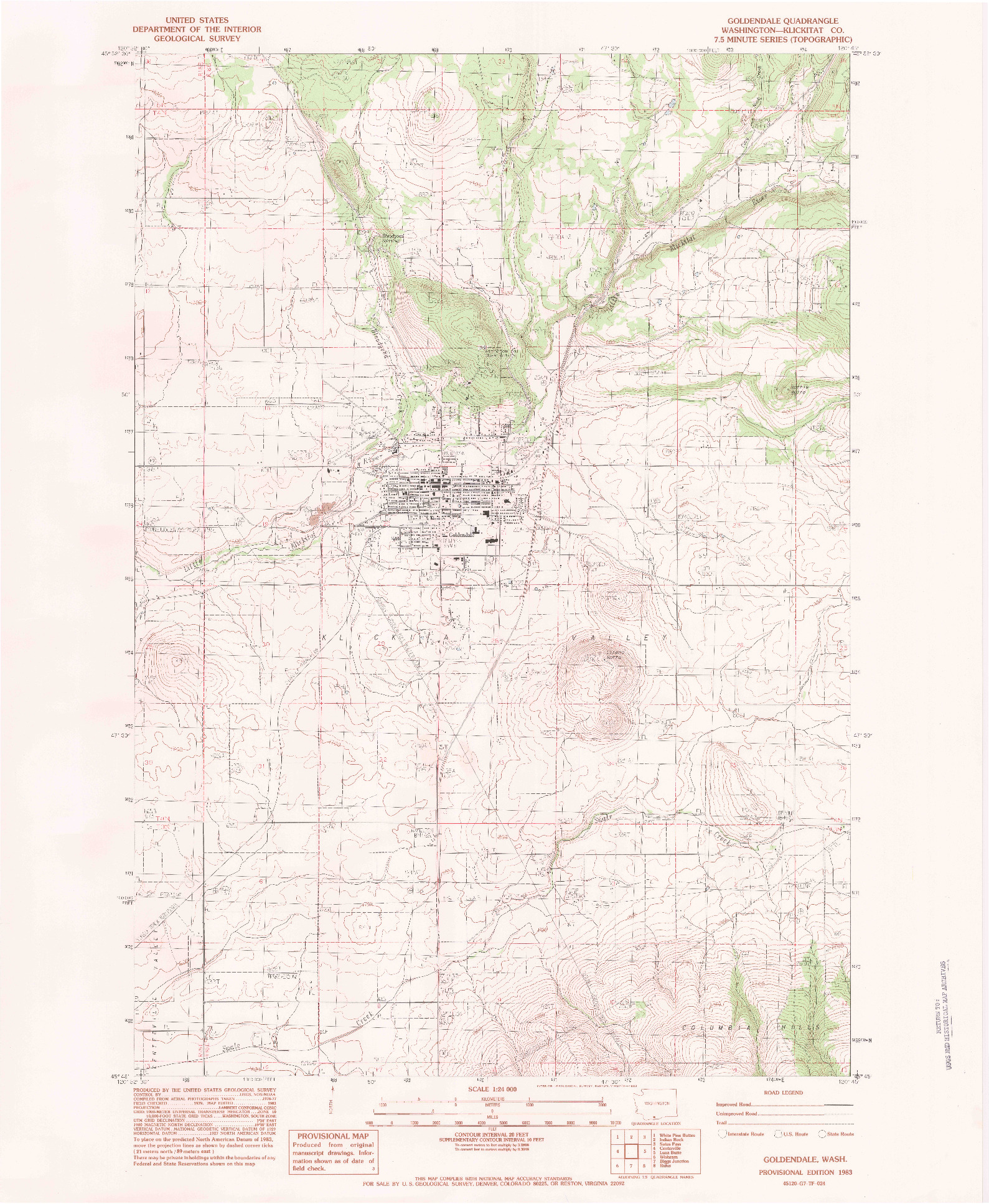 USGS 1:24000-SCALE QUADRANGLE FOR GOLDENDALE, WA 1983