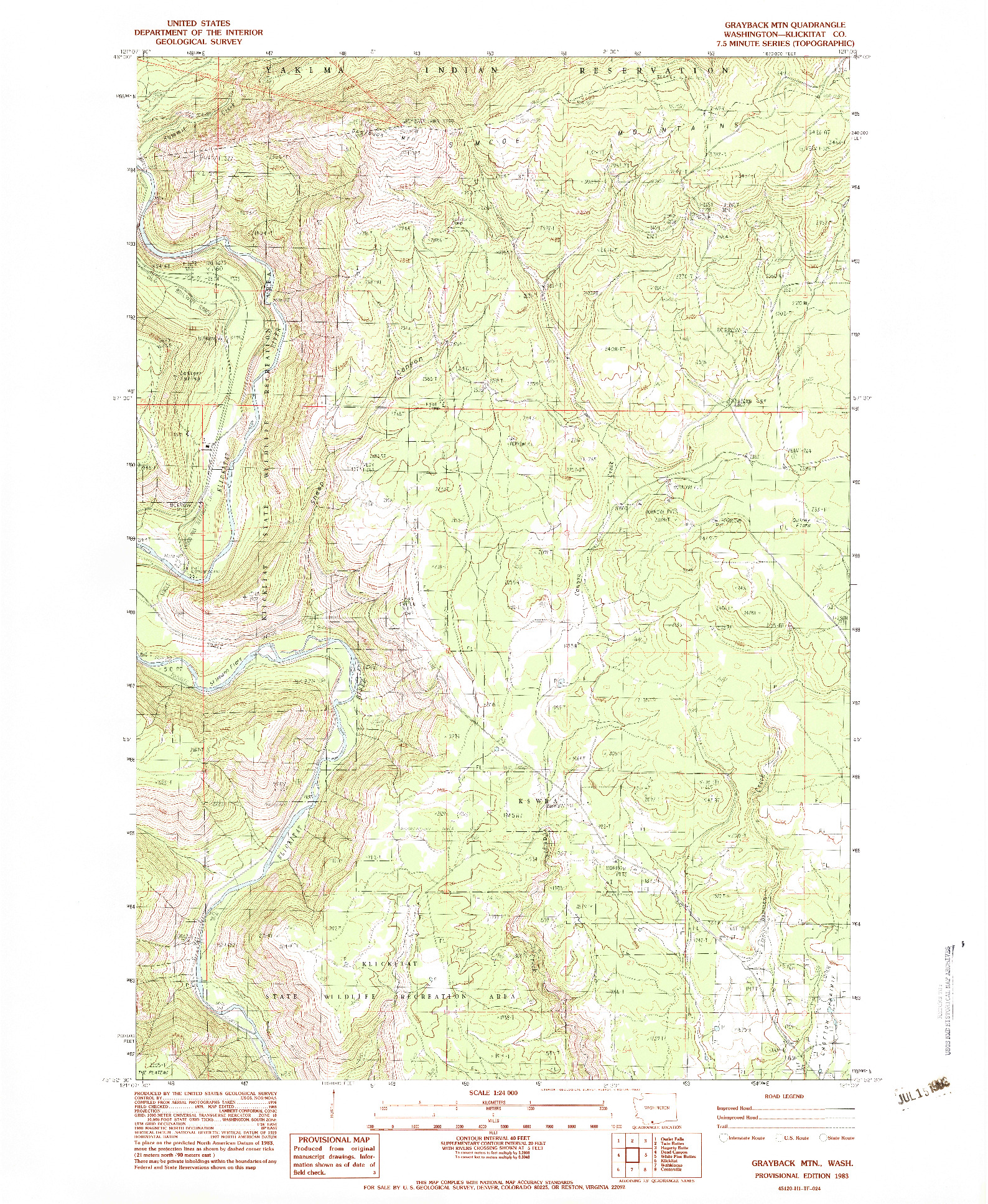 USGS 1:24000-SCALE QUADRANGLE FOR GRAYBACK MTN, WA 1983