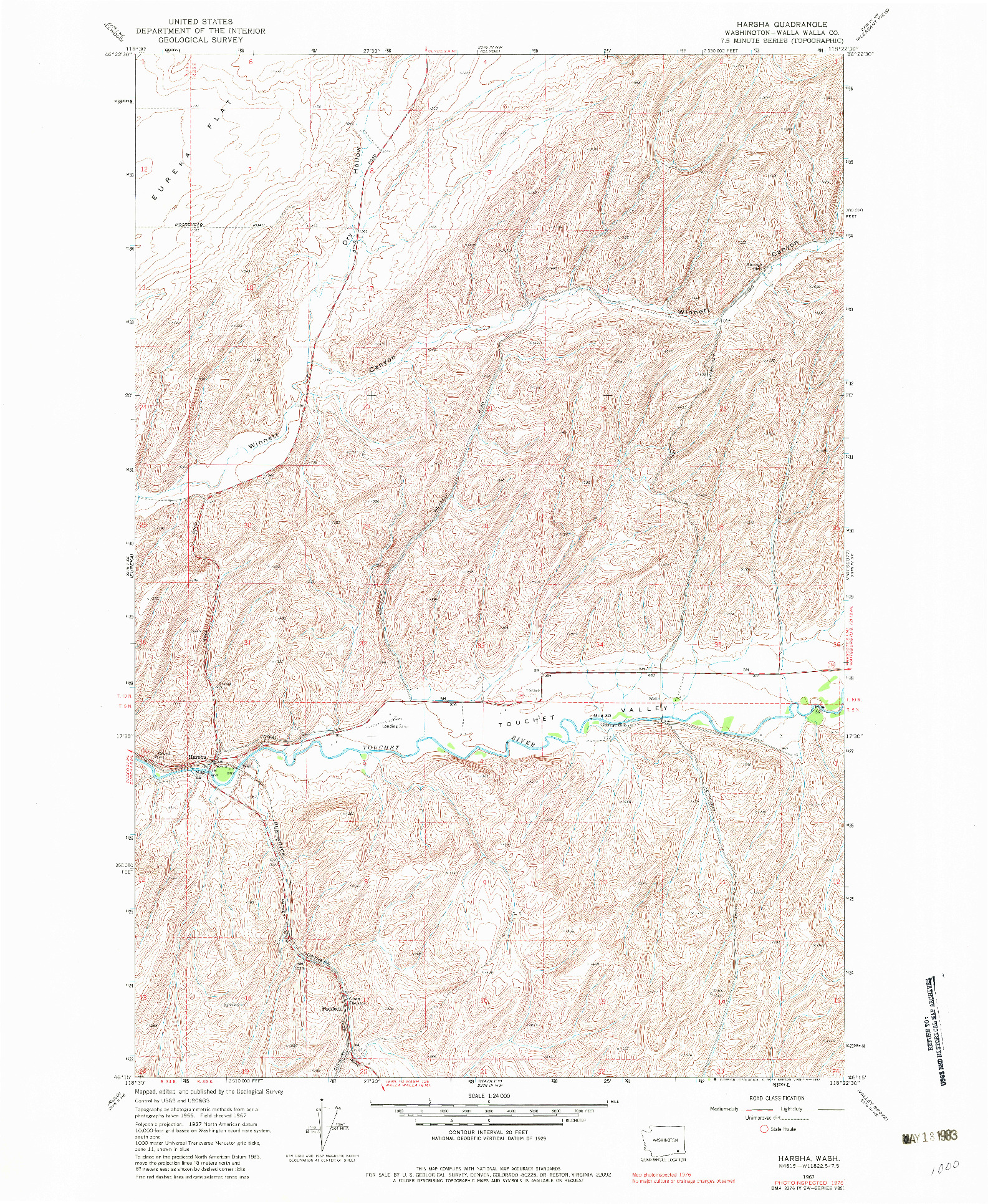 USGS 1:24000-SCALE QUADRANGLE FOR HARSHA, WA 1967