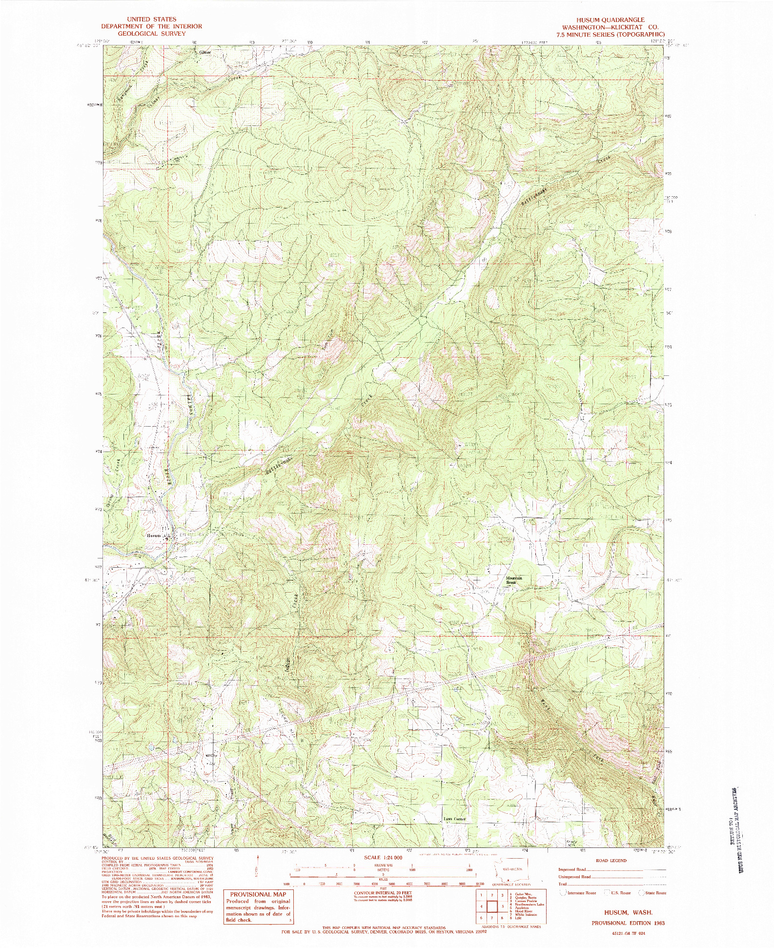 USGS 1:24000-SCALE QUADRANGLE FOR HUSUM, WA 1983