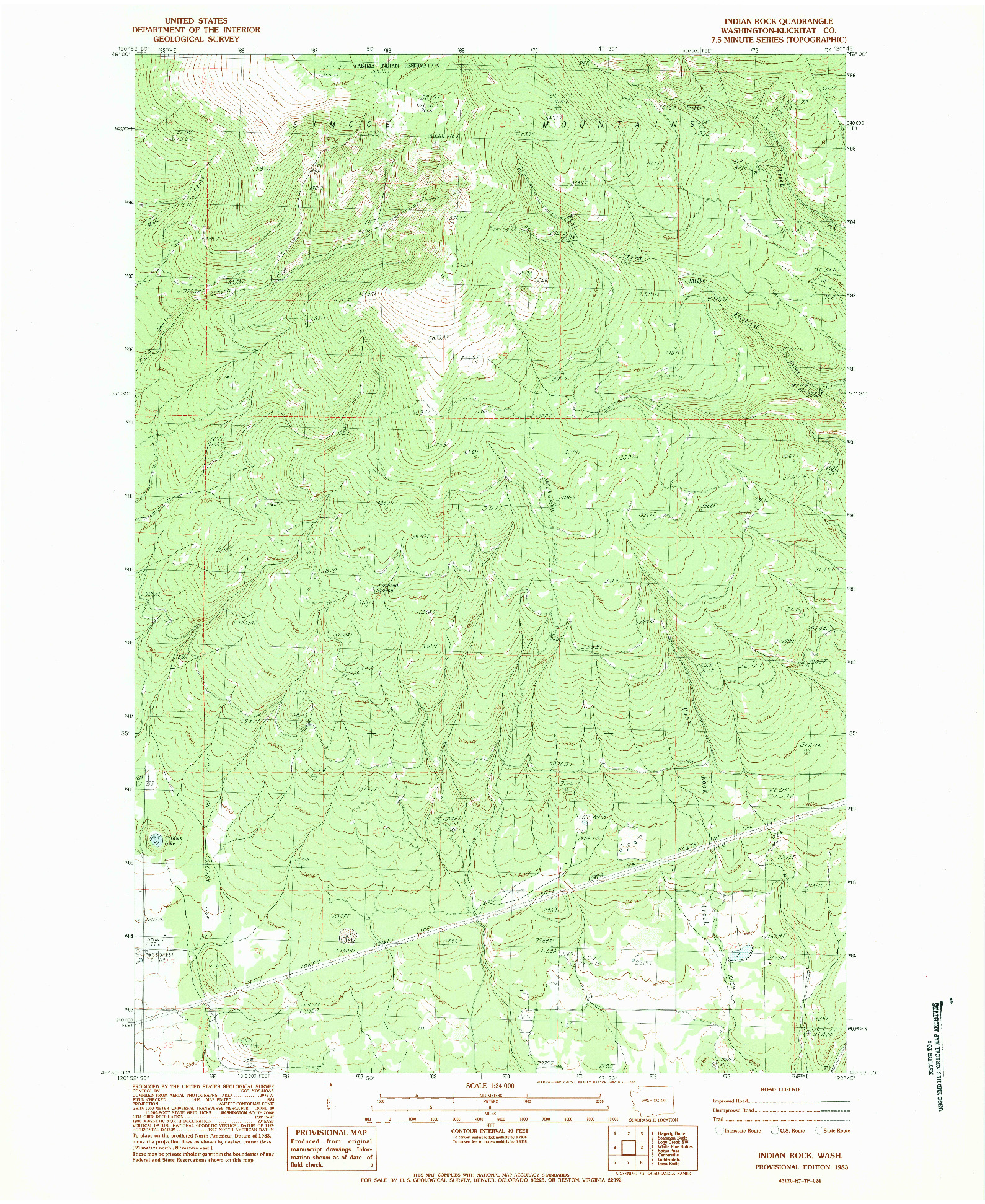 USGS 1:24000-SCALE QUADRANGLE FOR INDIAN ROCK, WA 1983