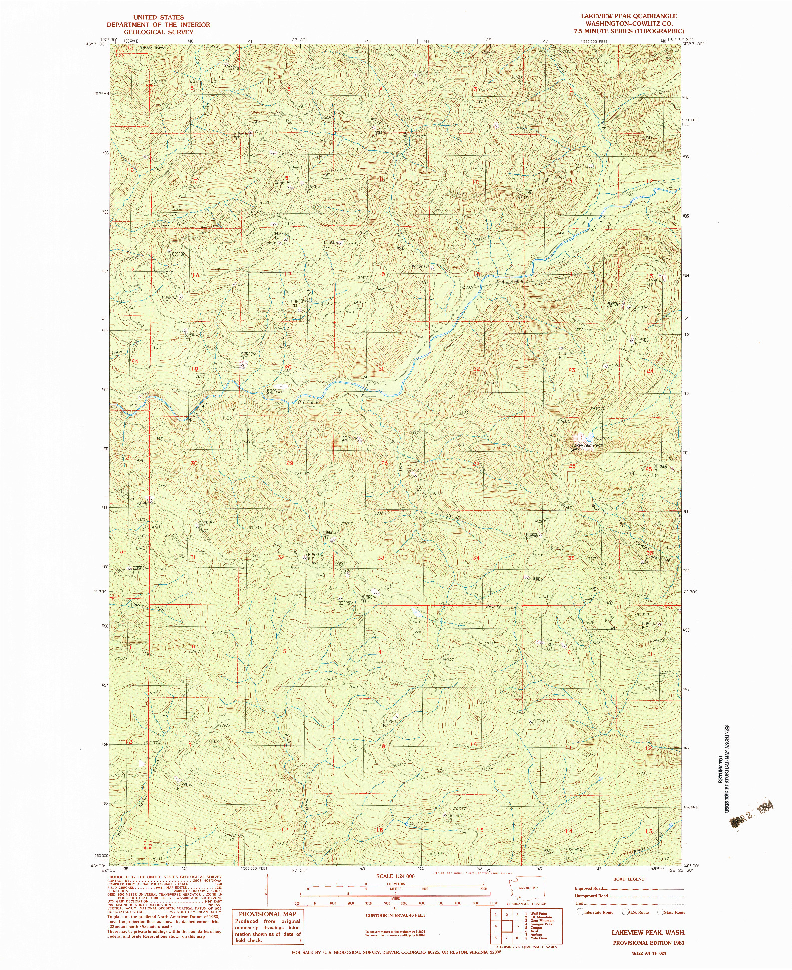 USGS 1:24000-SCALE QUADRANGLE FOR LAKEVIEW PEAK, WA 1983