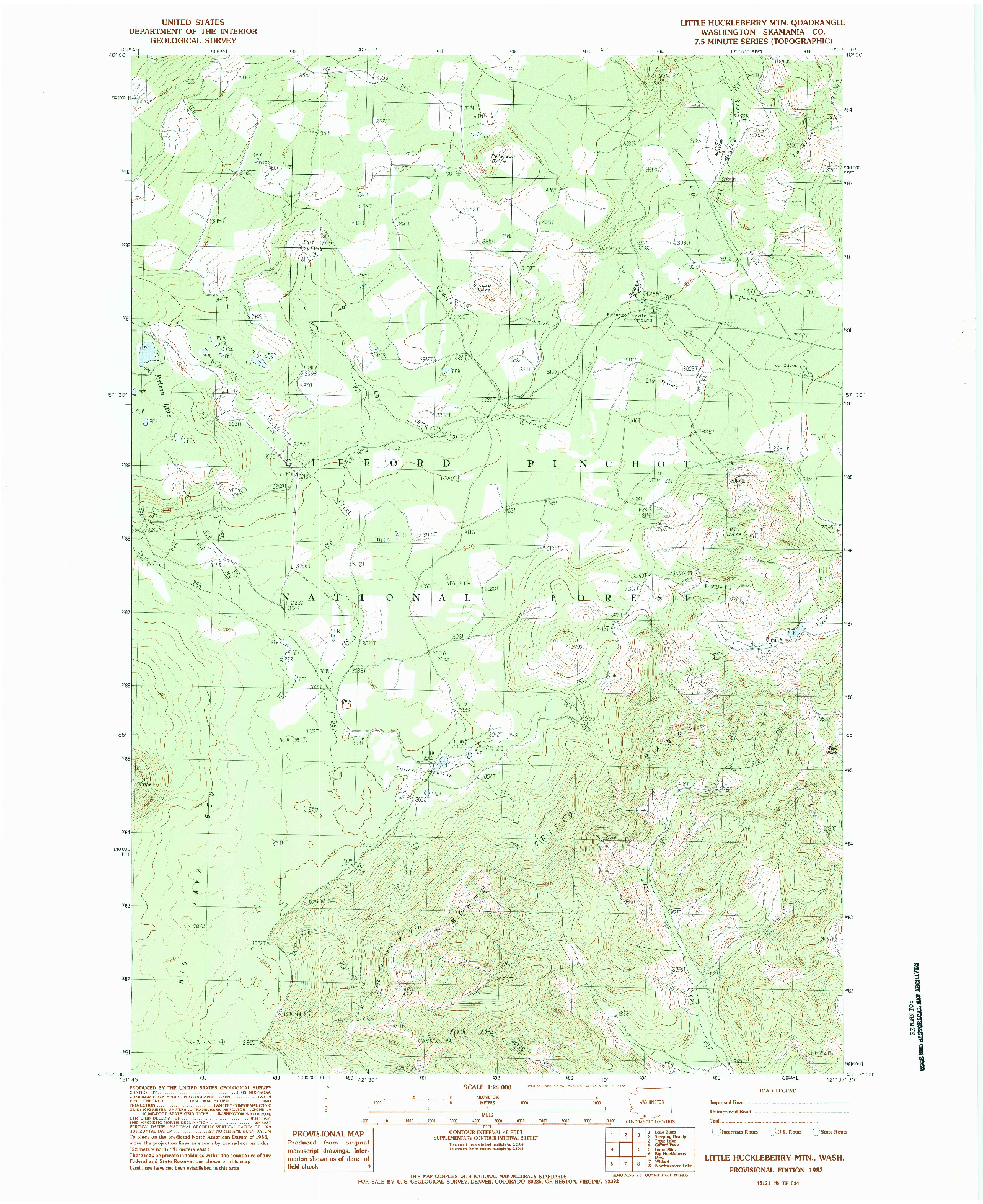 USGS 1:24000-SCALE QUADRANGLE FOR LITTLE HUCKLEBERRY MTN, WA 1983