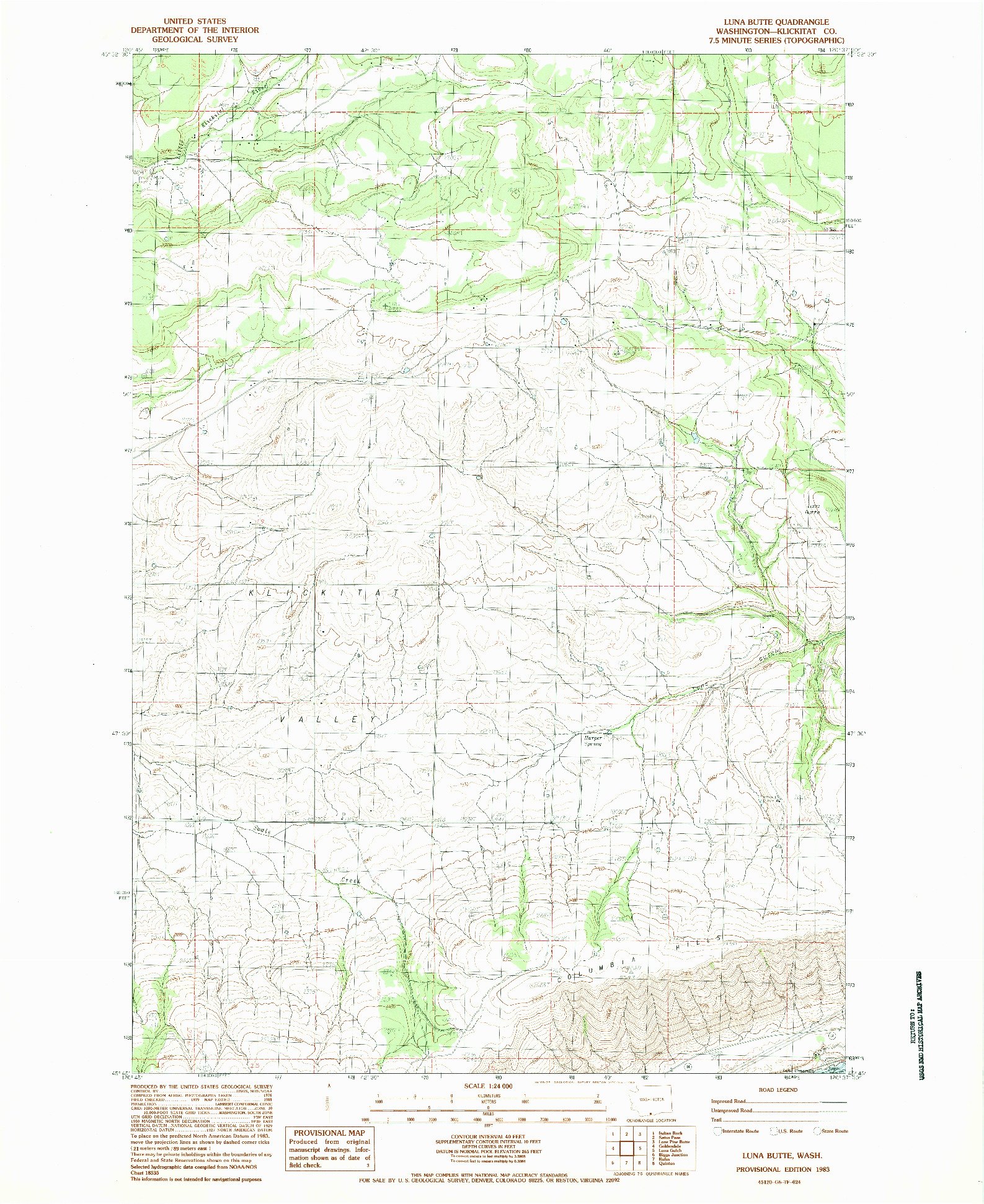 USGS 1:24000-SCALE QUADRANGLE FOR LUNA BUTTE, WA 1983
