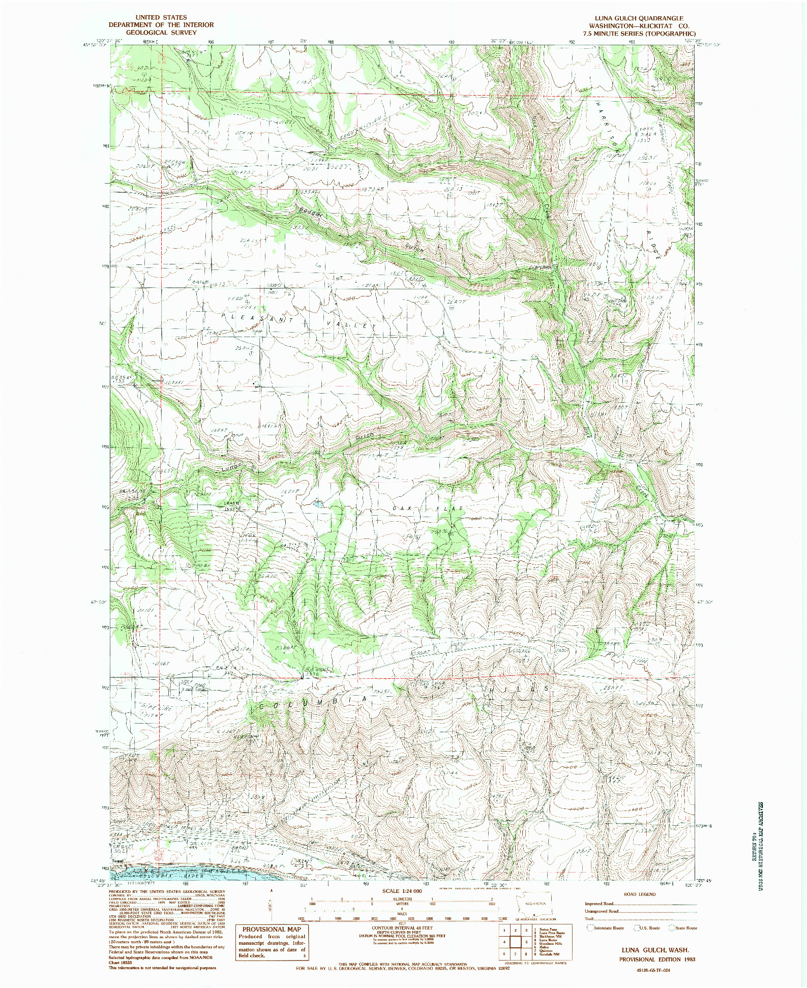 USGS 1:24000-SCALE QUADRANGLE FOR LUNA GULCH, WA 1983