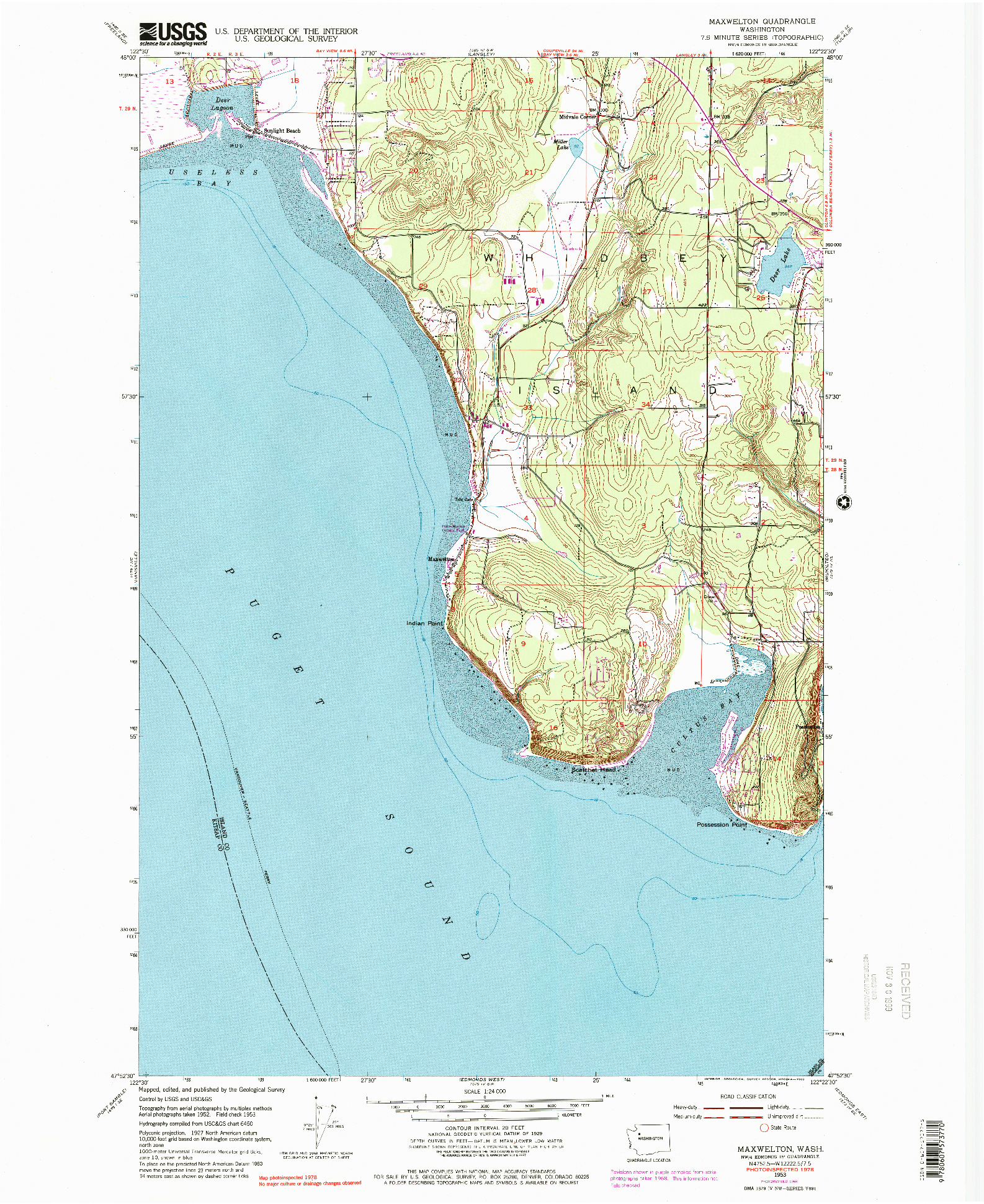 USGS 1:24000-SCALE QUADRANGLE FOR MAXWELTON, WA 1953