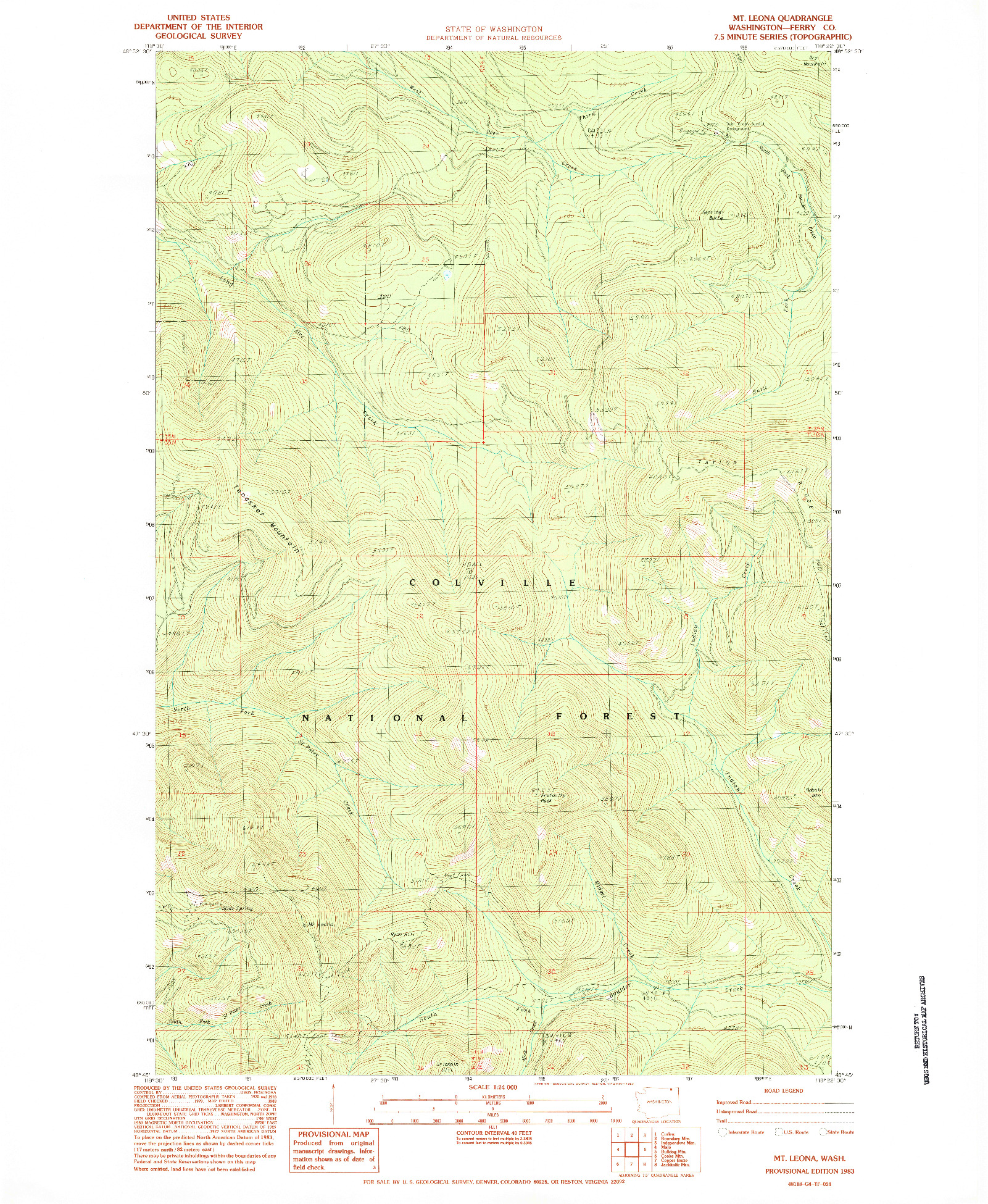 USGS 1:24000-SCALE QUADRANGLE FOR MT LEONA, WA 1983