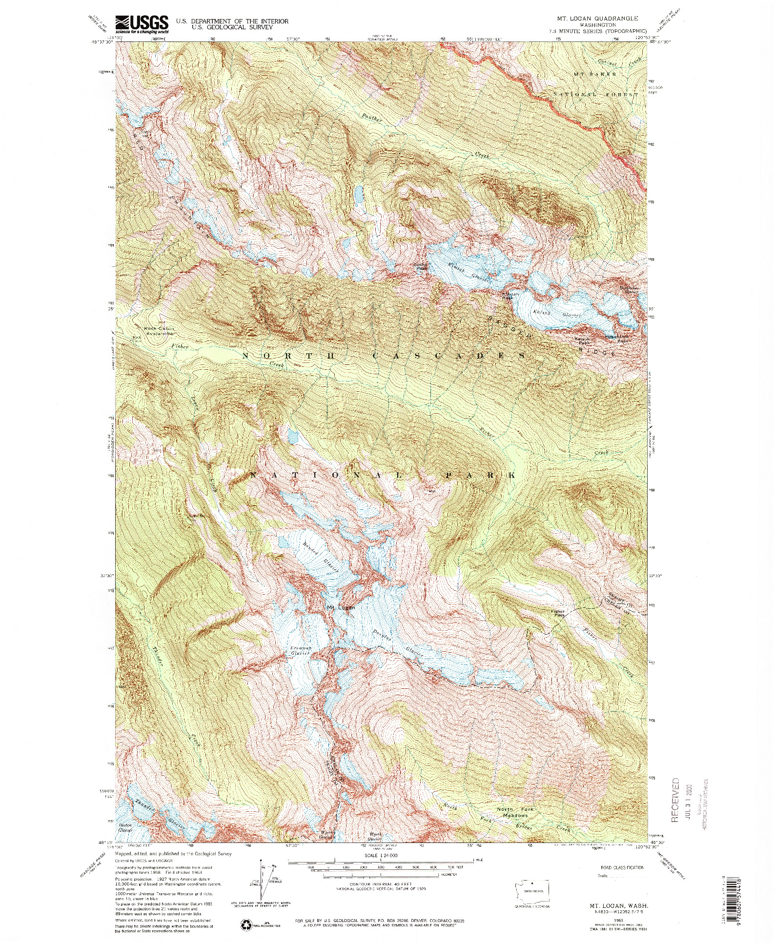 USGS 1:24000-SCALE QUADRANGLE FOR MT LOGAN, WA 1963