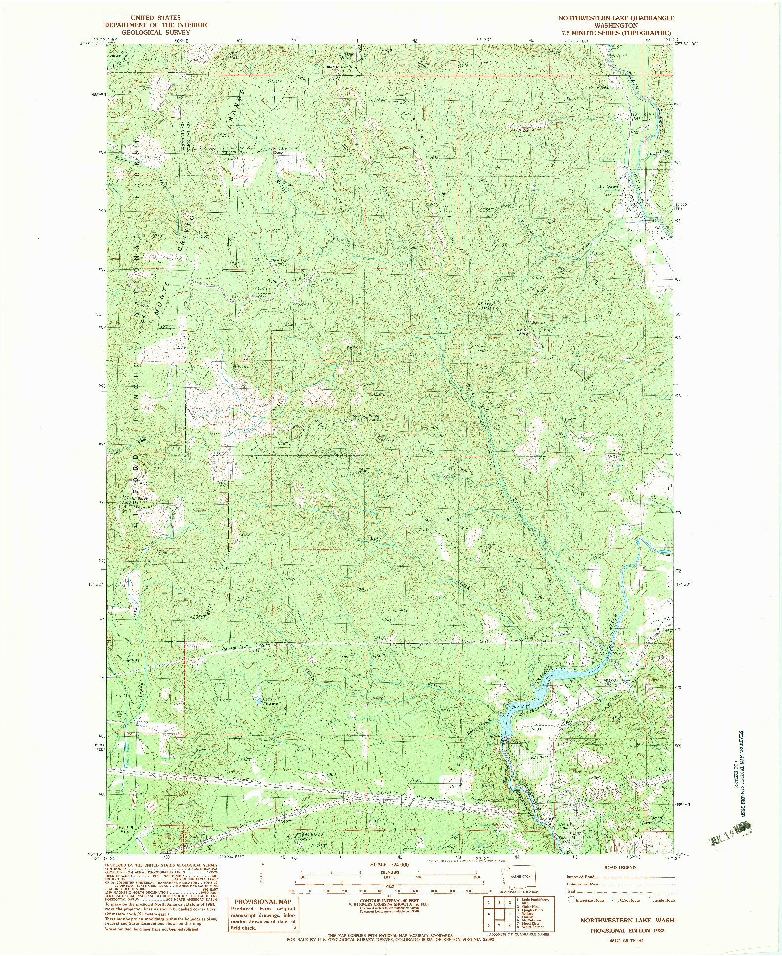 USGS 1:24000-SCALE QUADRANGLE FOR NORTHWESTERN LAKE, WA 1983
