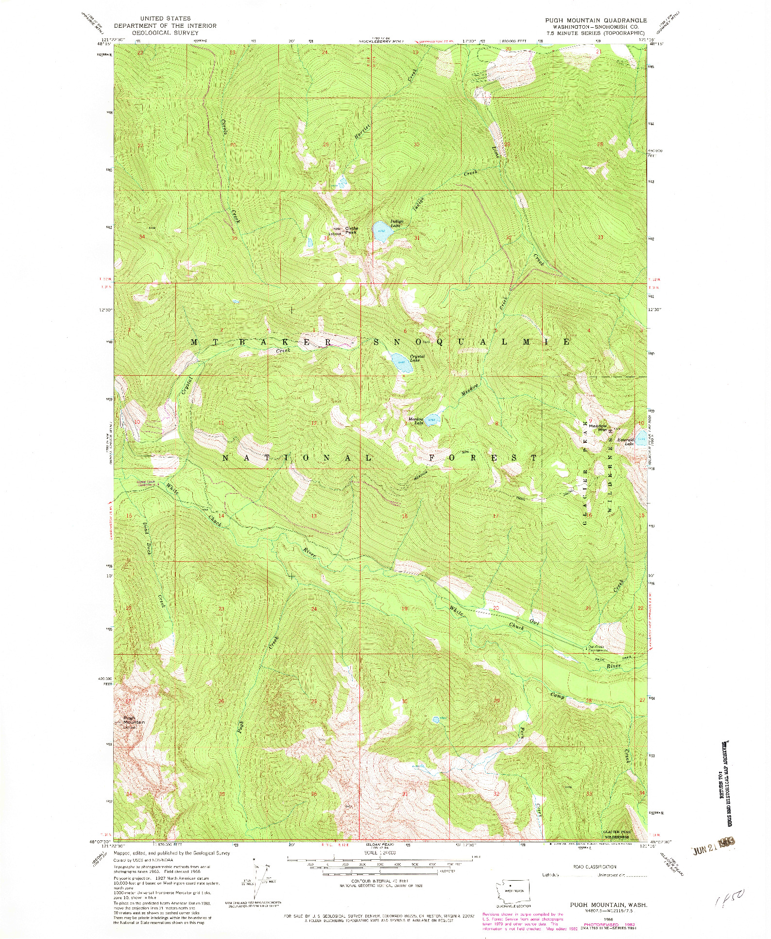 USGS 1:24000-SCALE QUADRANGLE FOR PUGH MOUNTAIN, WA 1966