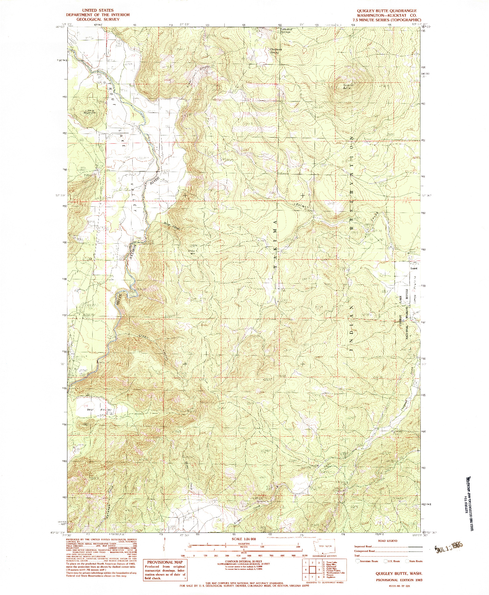 USGS 1:24000-SCALE QUADRANGLE FOR QUIGLEY BUTTE, WA 1983