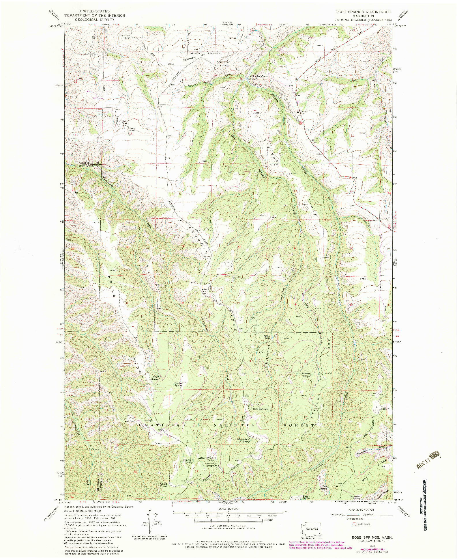 USGS 1:24000-SCALE QUADRANGLE FOR ROSE SPRINGS, WA 1967