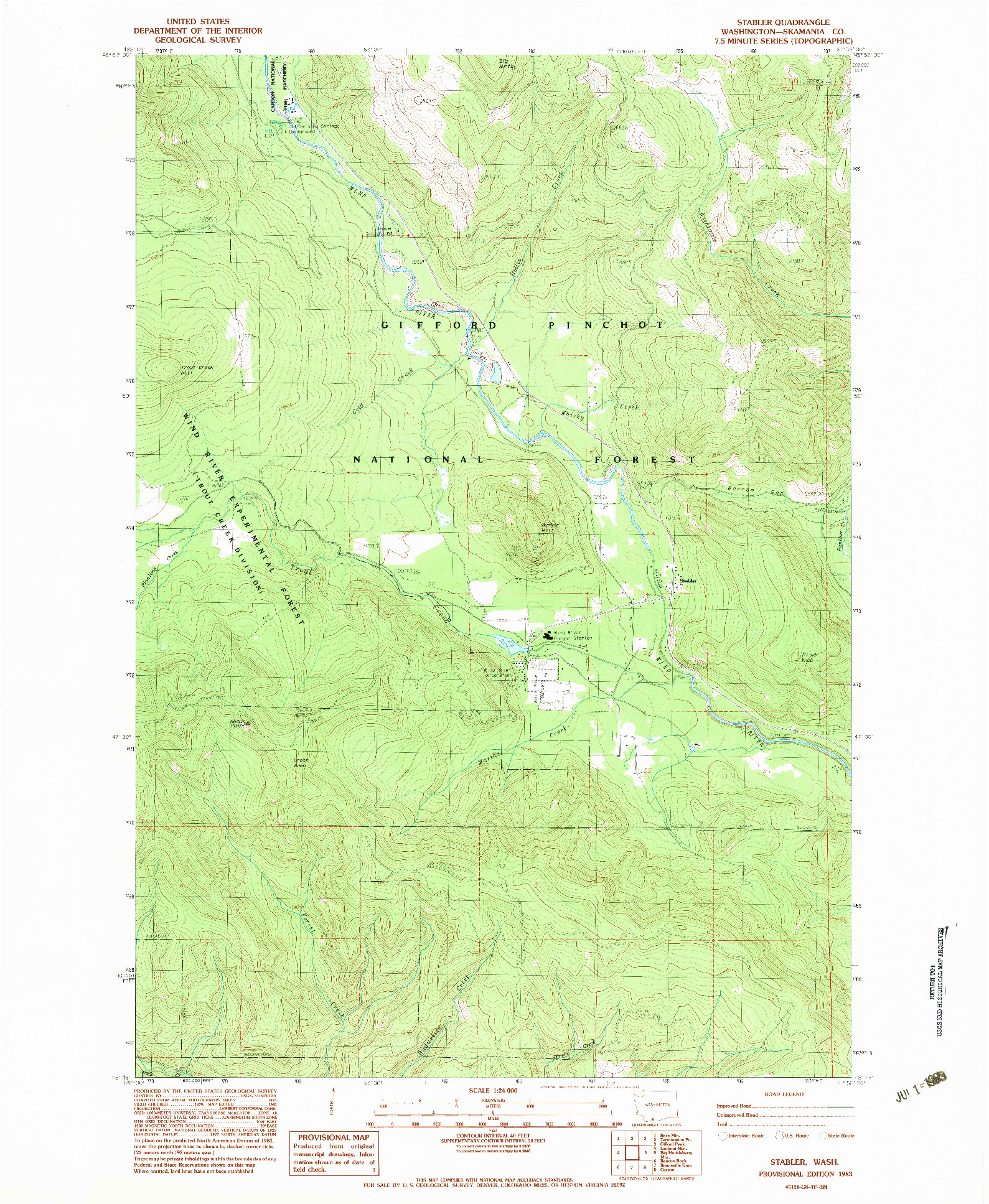 USGS 1:24000-SCALE QUADRANGLE FOR STABLER, WA 1983