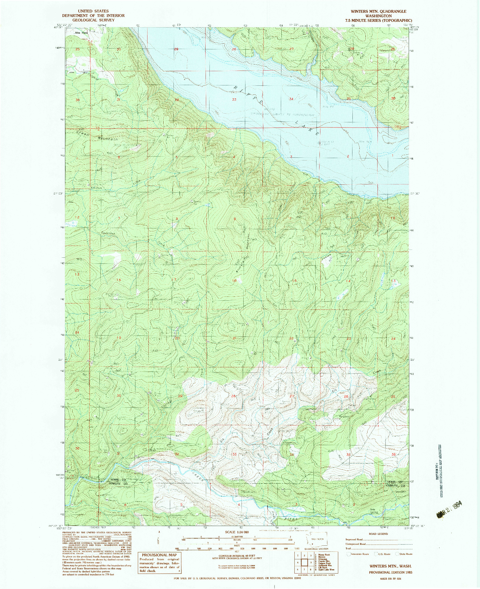 USGS 1:24000-SCALE QUADRANGLE FOR WINTERS MTN, WA 1983