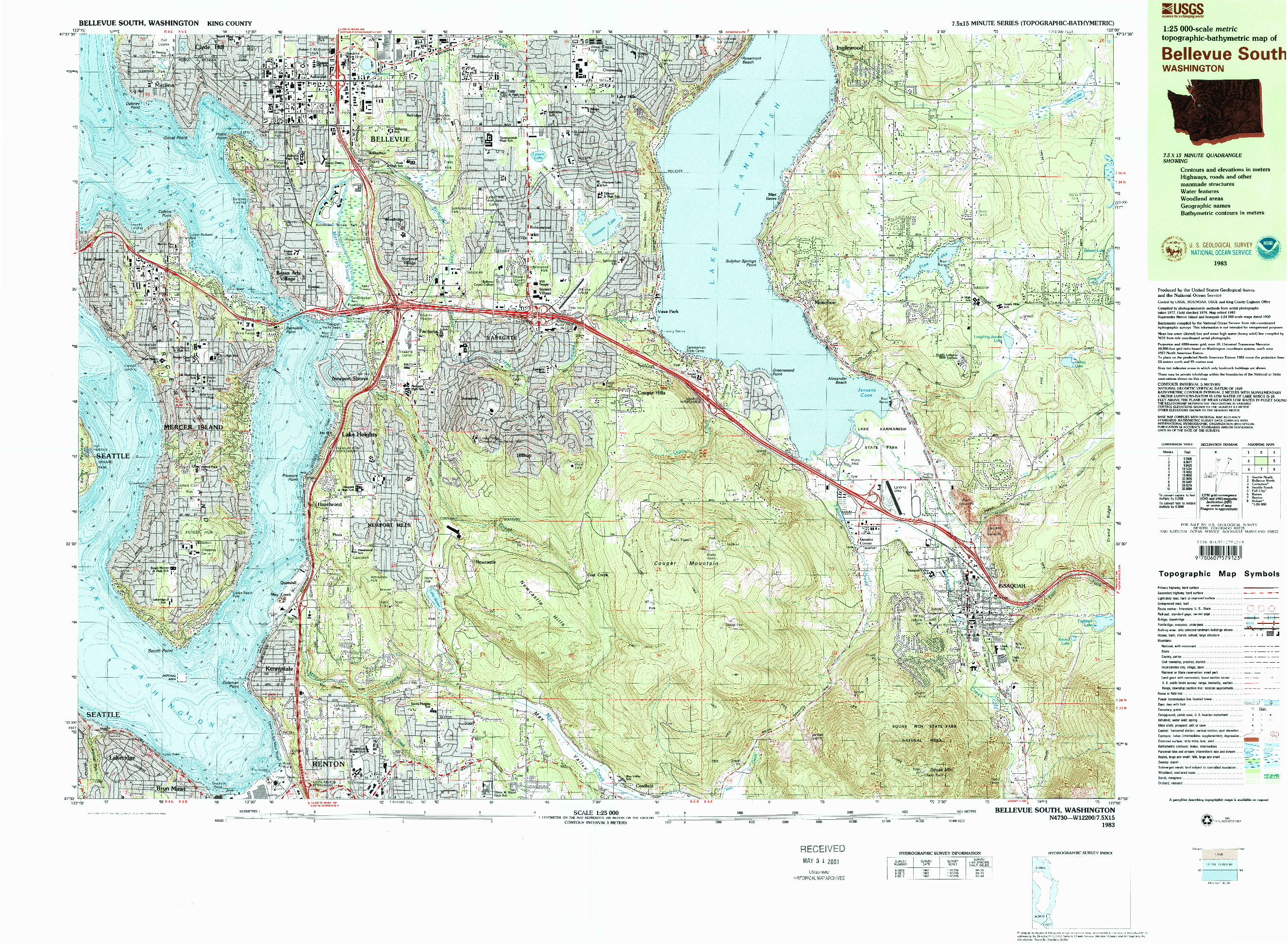 USGS 1:25000-SCALE QUADRANGLE FOR BELLEVUE SOUTH, WA 1983