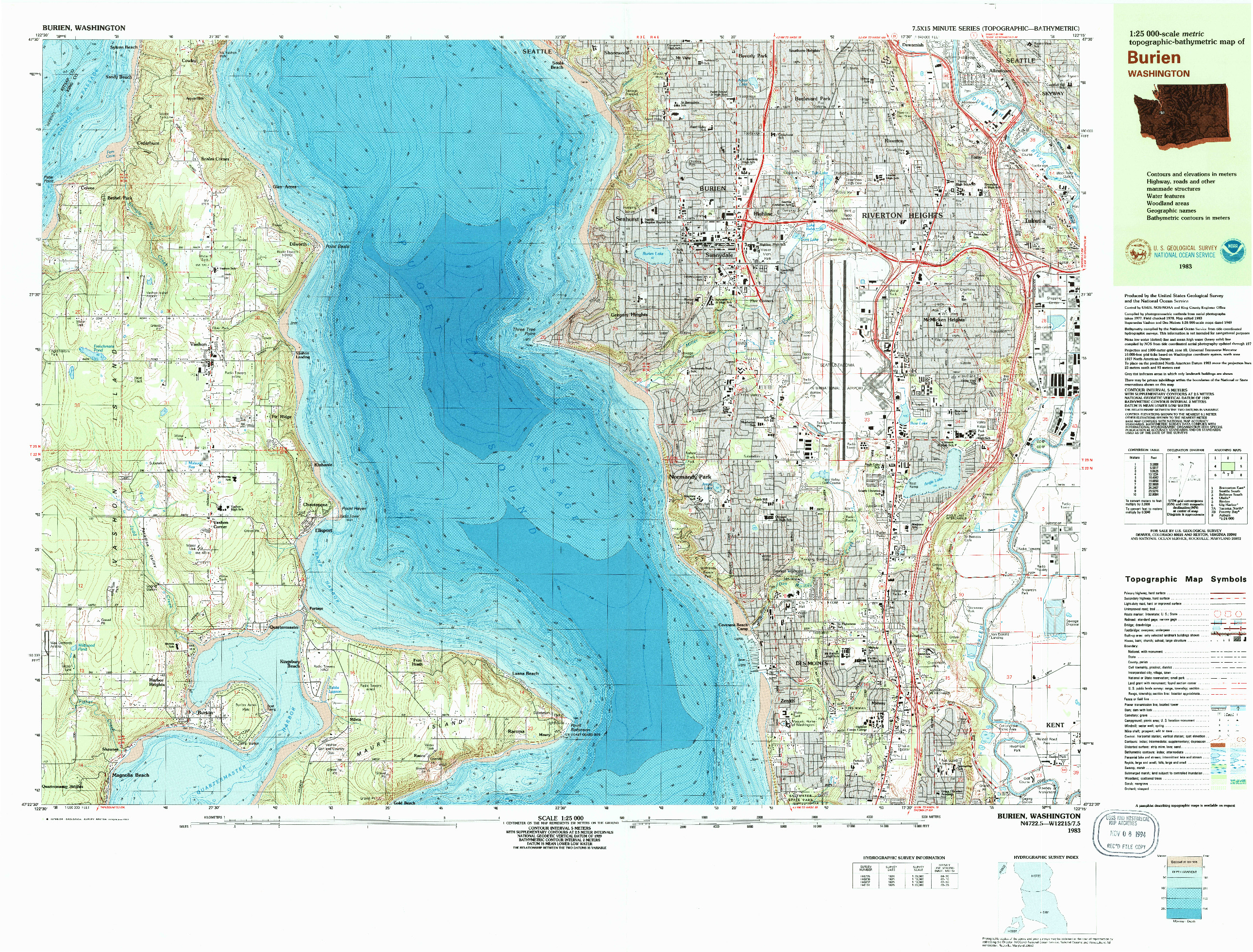 USGS 1:25000-SCALE QUADRANGLE FOR BURIEN, WA 1983