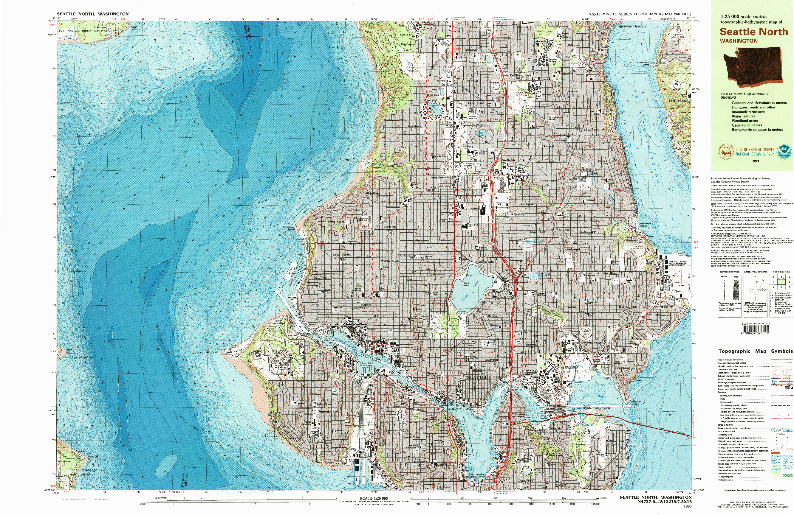 USGS 1:25000-SCALE QUADRANGLE FOR SEATTLE NORTH, WA 1983