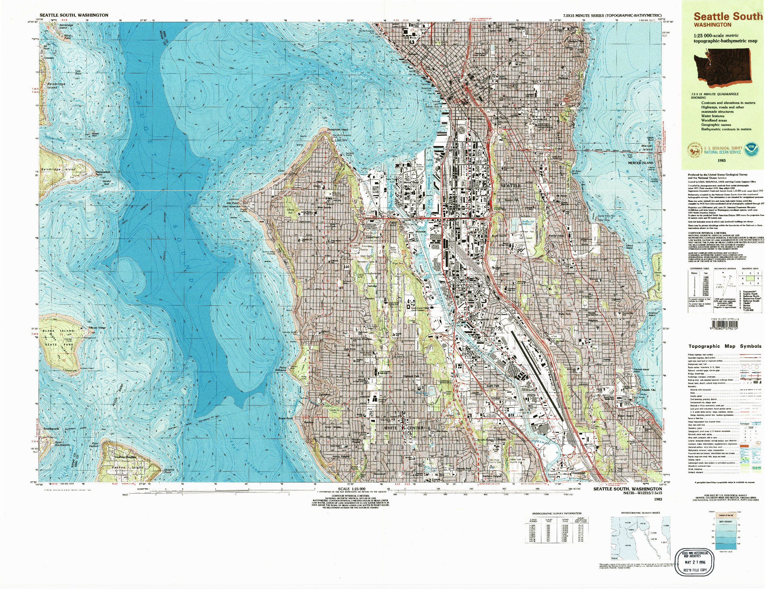 USGS 1:25000-SCALE QUADRANGLE FOR SEATTLE SOUTH, WA 1983