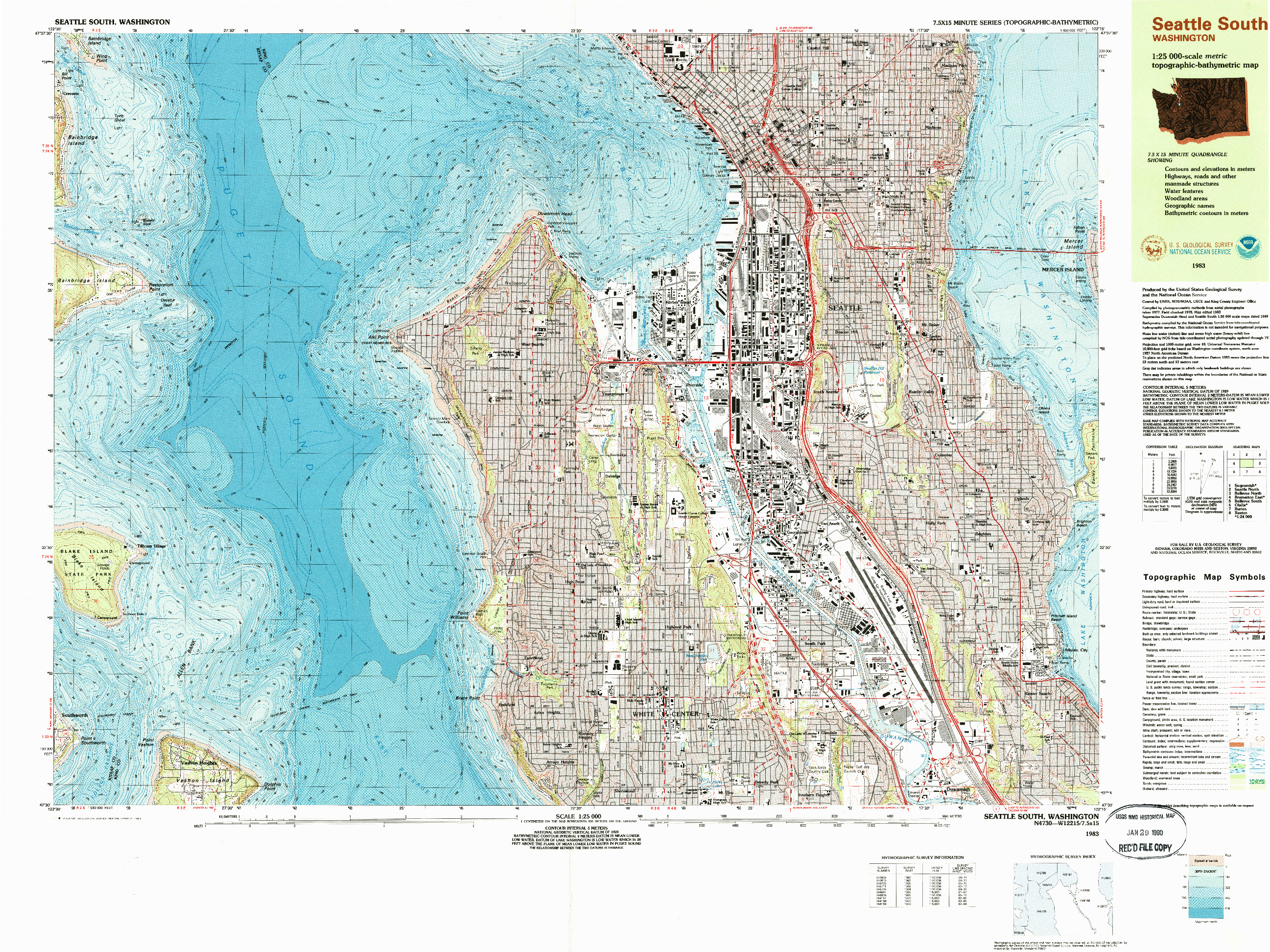 USGS 1:25000-SCALE QUADRANGLE FOR SEATTLE SOUTH, WA 1983