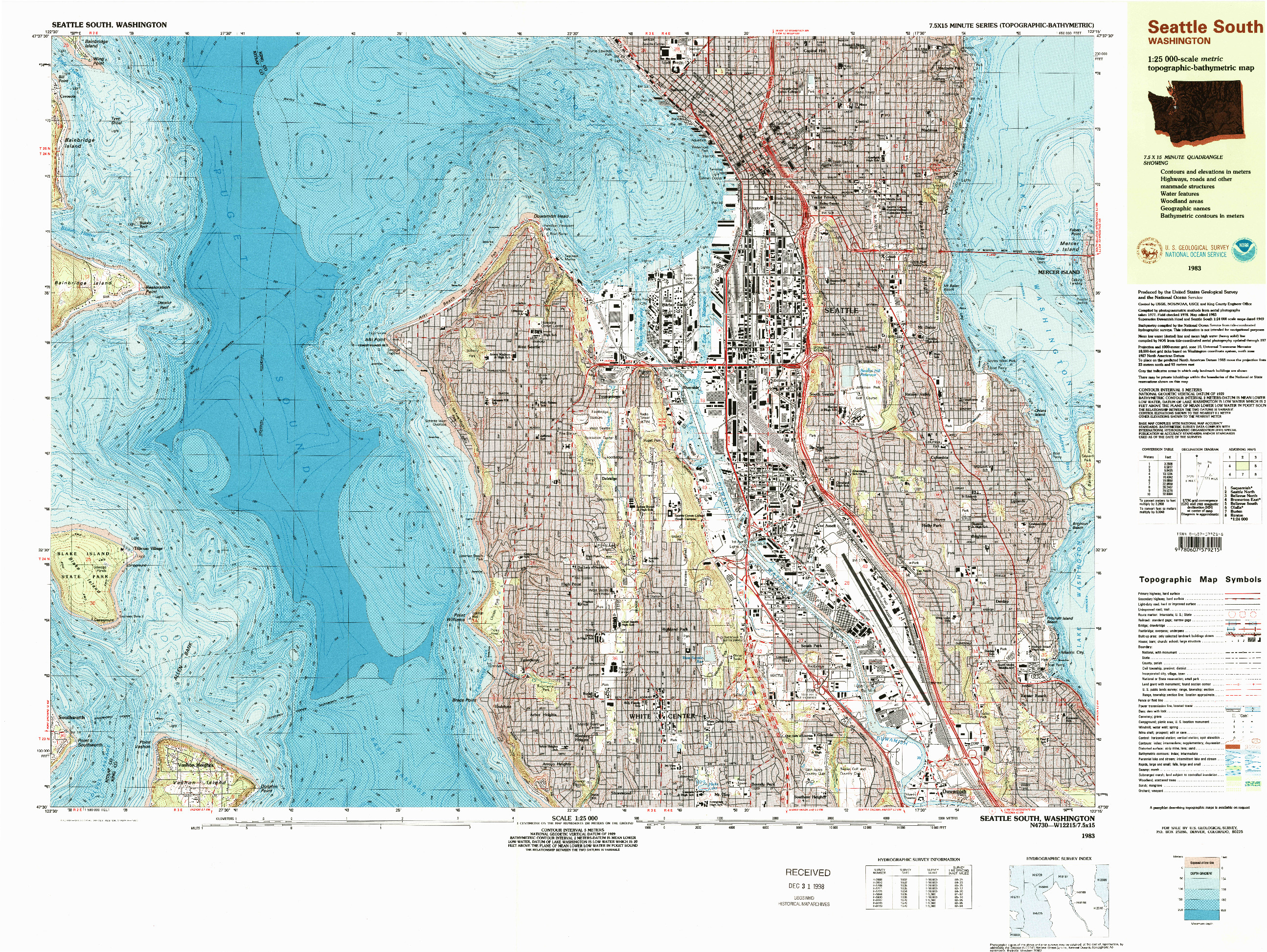 USGS 1:25000-SCALE QUADRANGLE FOR SEATTLE SOUTH, WA 1983