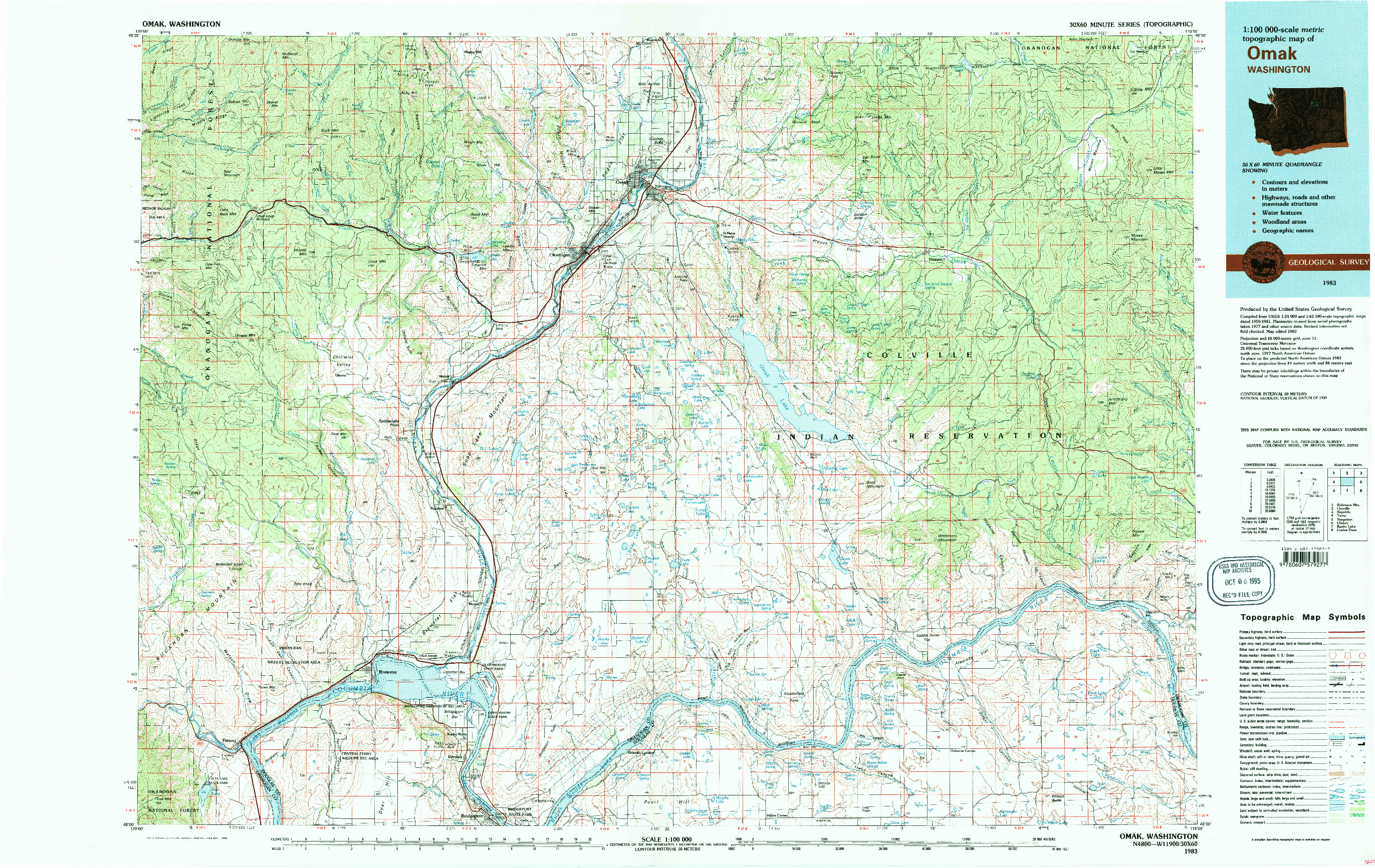 USGS 1:100000-SCALE QUADRANGLE FOR OMAK, WA 1983